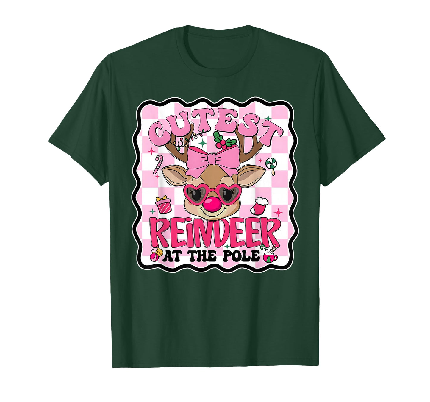 Cutest Reindeer at The Pole Funny Christmas Matching T-Shirt