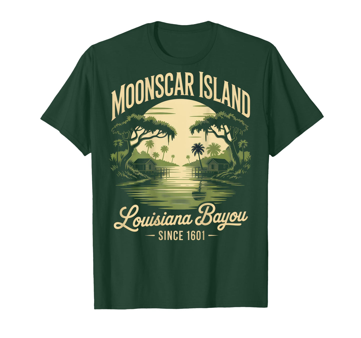 Moonscar Island Louisiana Bayou Retro Landscape Nostalgic T-Shirt