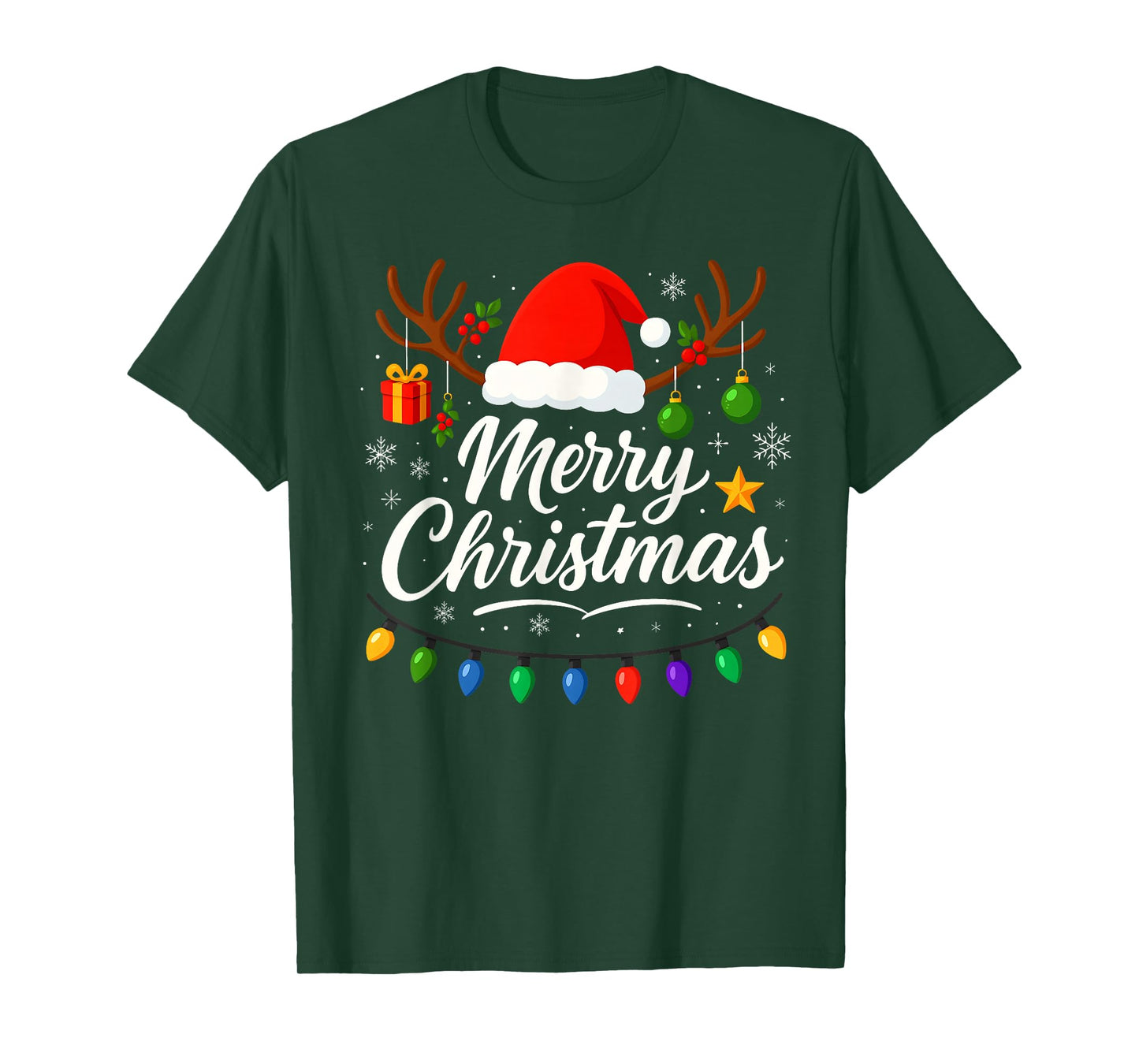Family Merry Christmas Red Santa Hat Reindeer Xmas Men Women T-Shirt