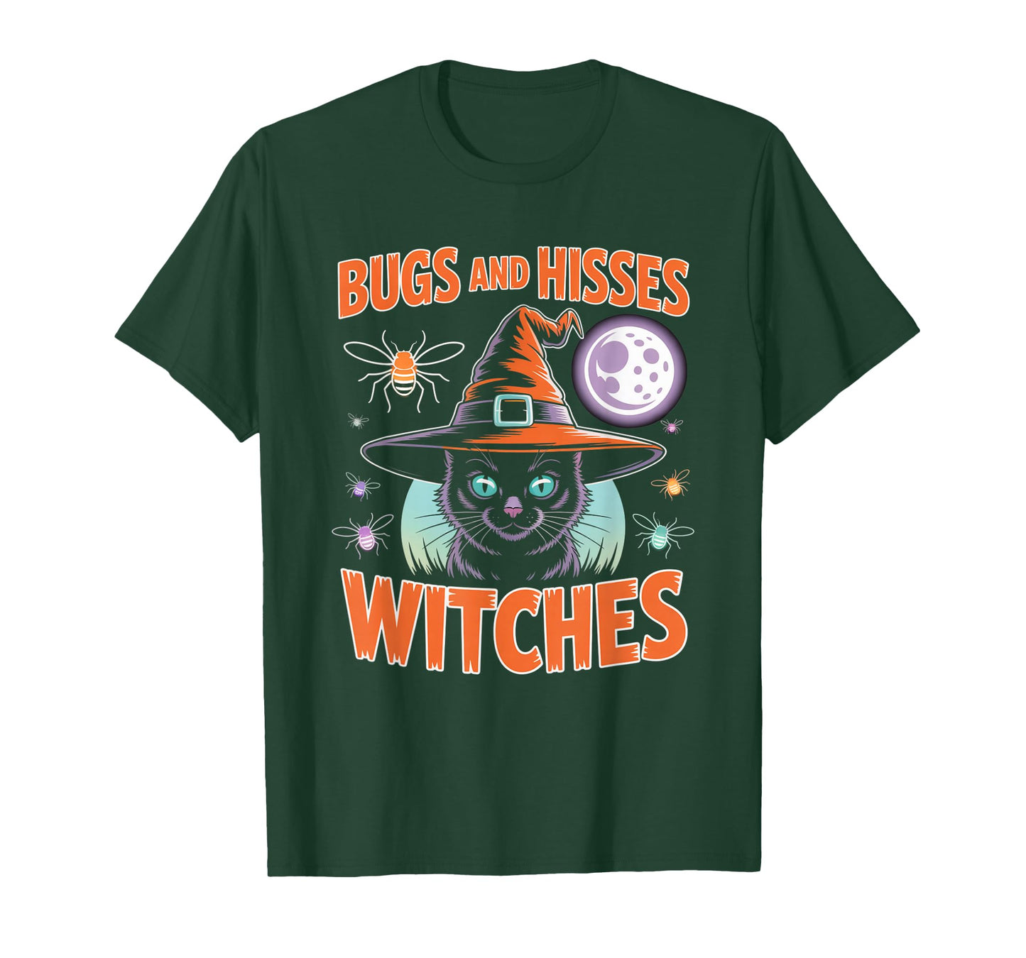 Gothic Cat Magic Moon Halloween Witch Apparel T-Shirt
