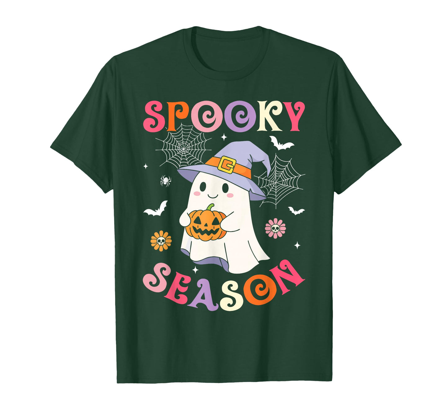 Spooky Season Happy Halloween Retro Ghost Spooky Women Girls T-Shirt