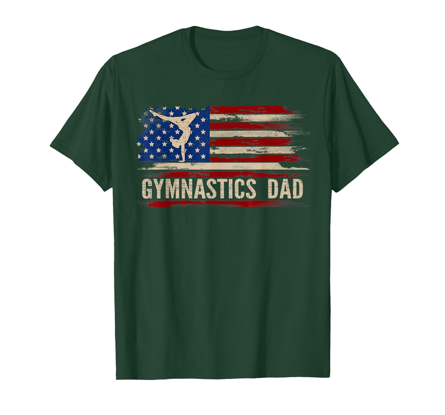 Vintage Gymnastics Dad American USA Flag Sports Gift T-Shirt for Women Kids Men