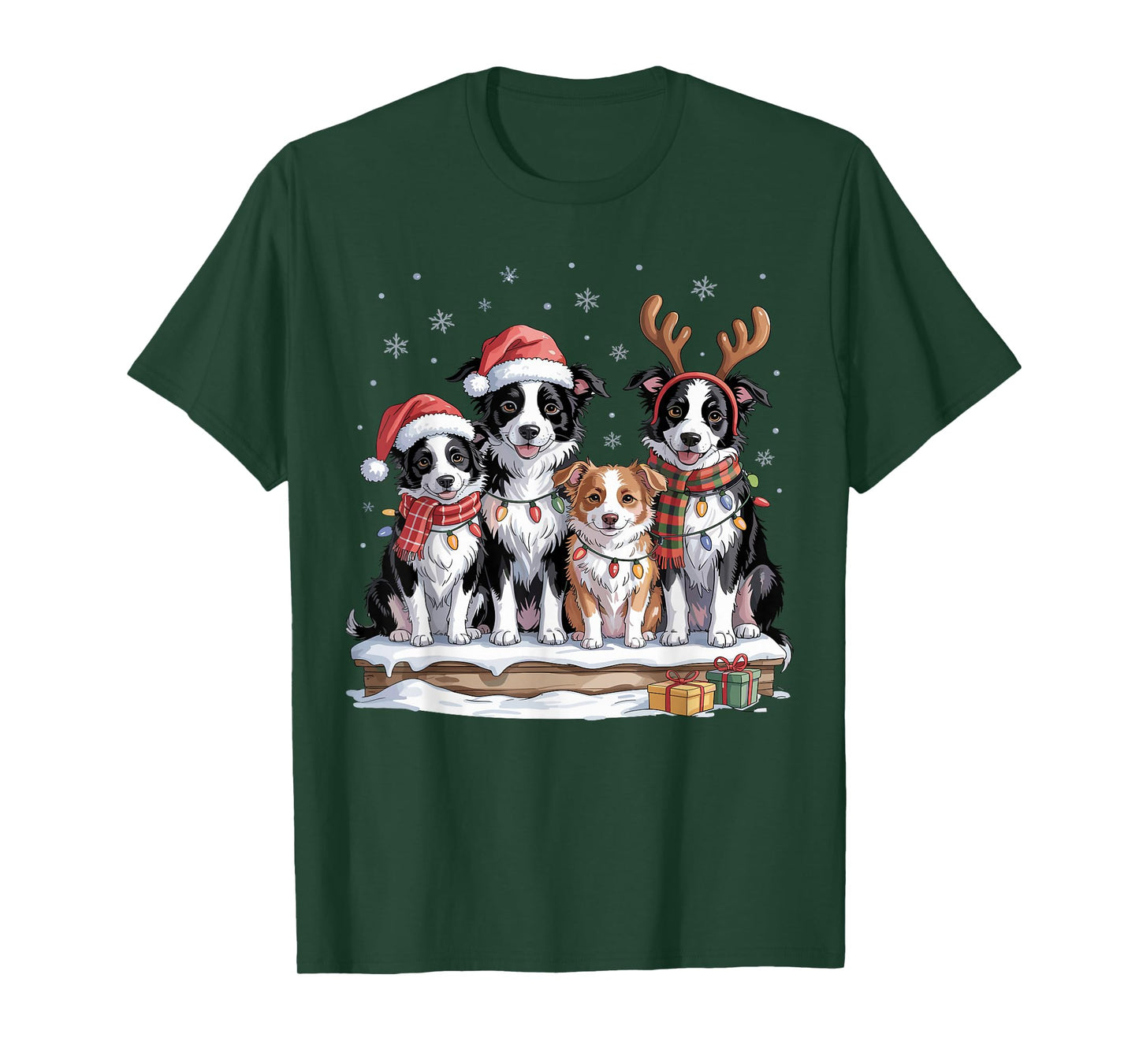 Cute Border Collie Christmas Puppies Dog Lovers Holiday T-Shirt