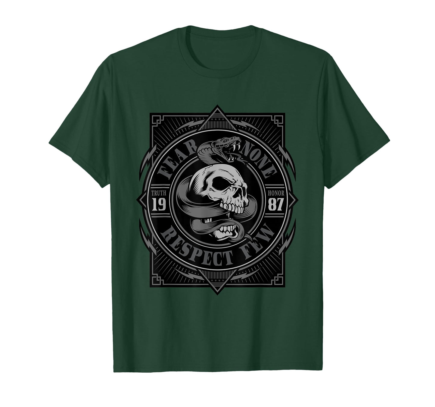 Biker Shirt, T-Shirt, Skull, fear none, respect few, men T-Shirt