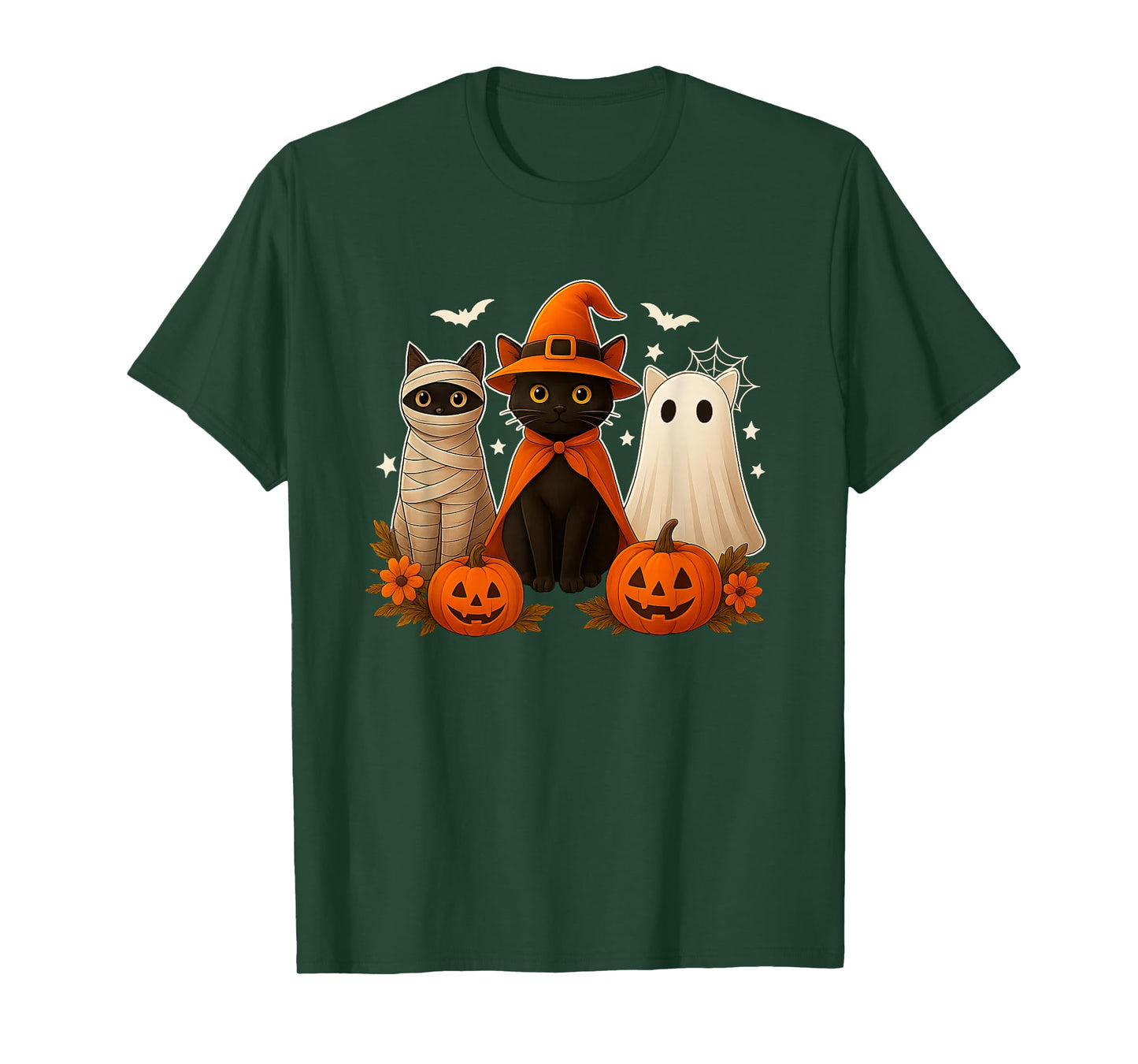 Halloween Black Cat Witch Scary Pumpkin Women Men Kids T-Shirt