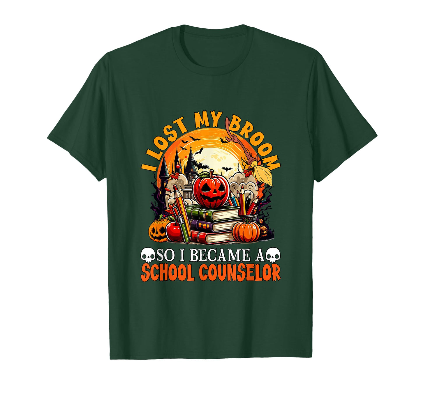 Lost Broom So I Became A School Counselor Halloween Witch T-Shirt