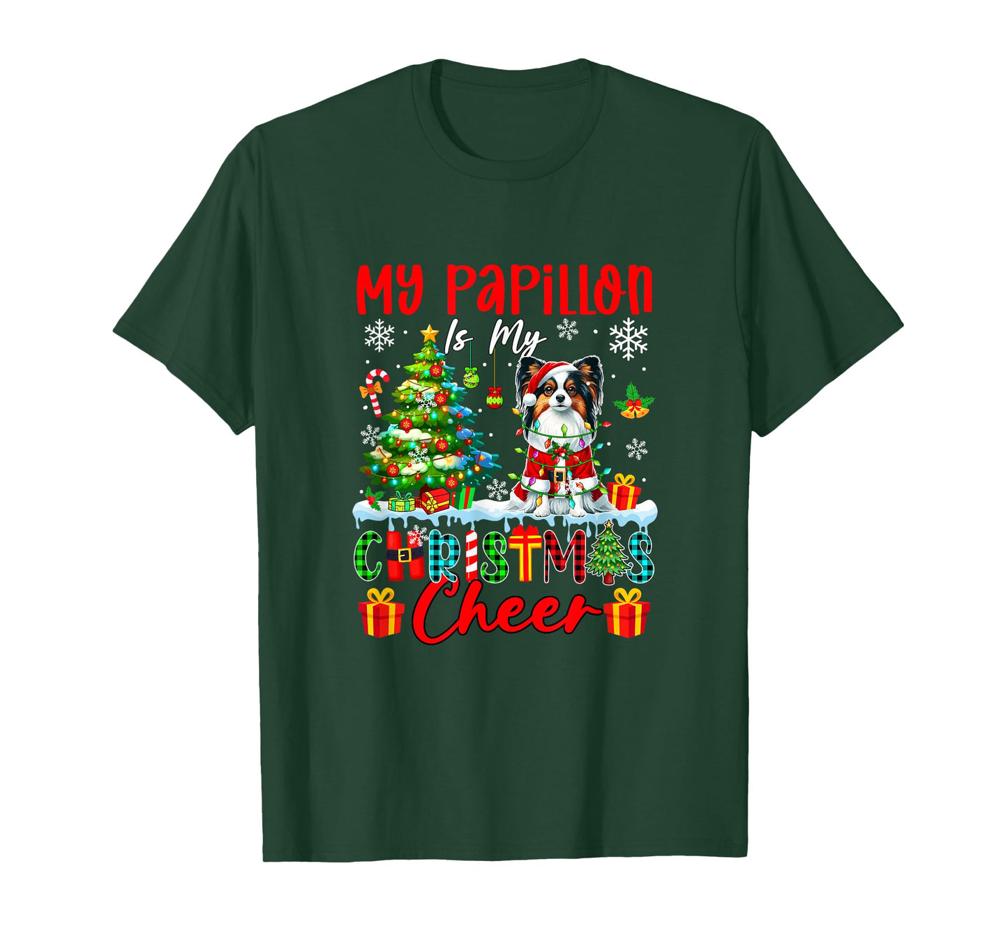 My Papillon is My Xmas Cheer Funny Santa Dog Owner Kids T-Shirt