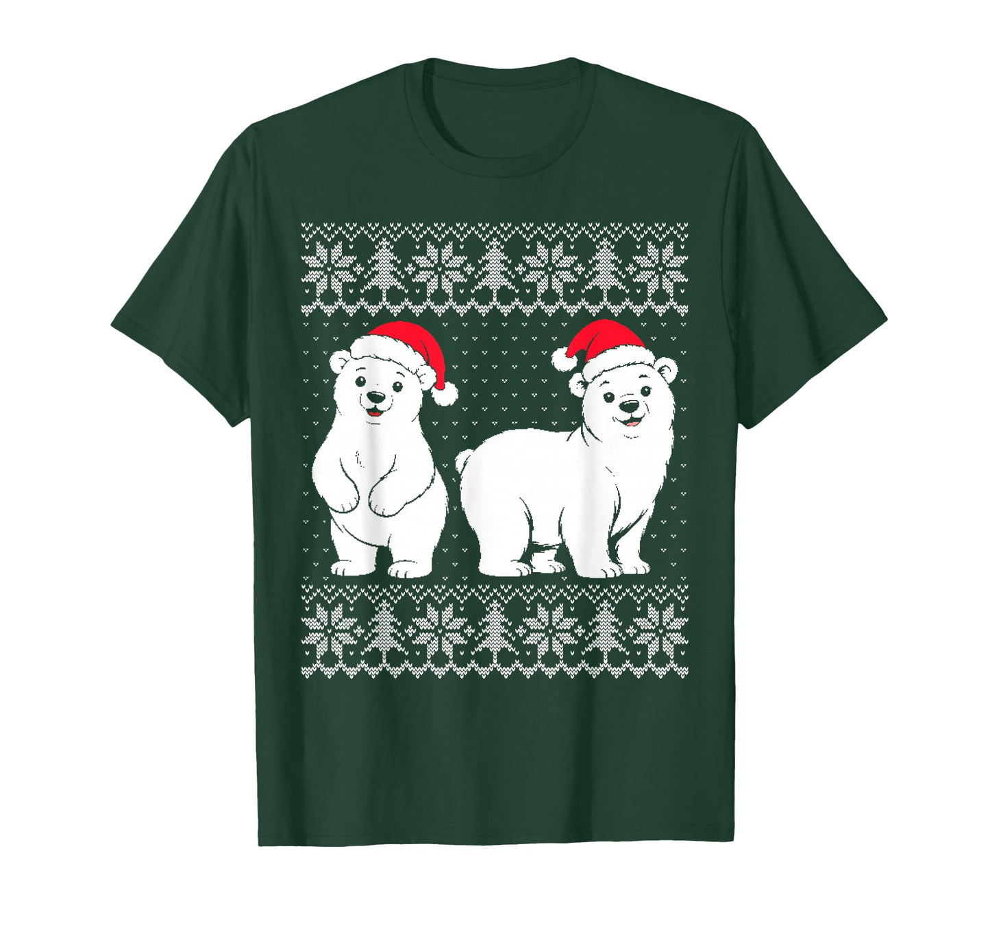 Christmas Polar Bear Ugly Sweater, Cute White Bear Santa hat T-Shirt