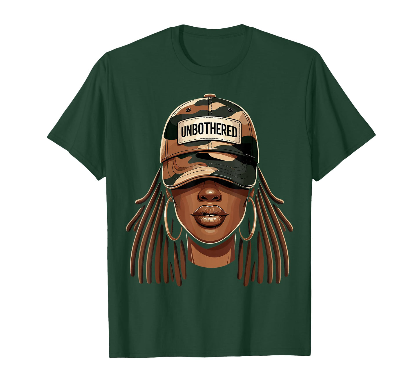 Unbothered Black Girl With Cap Camo Afro Woman T-Shirt