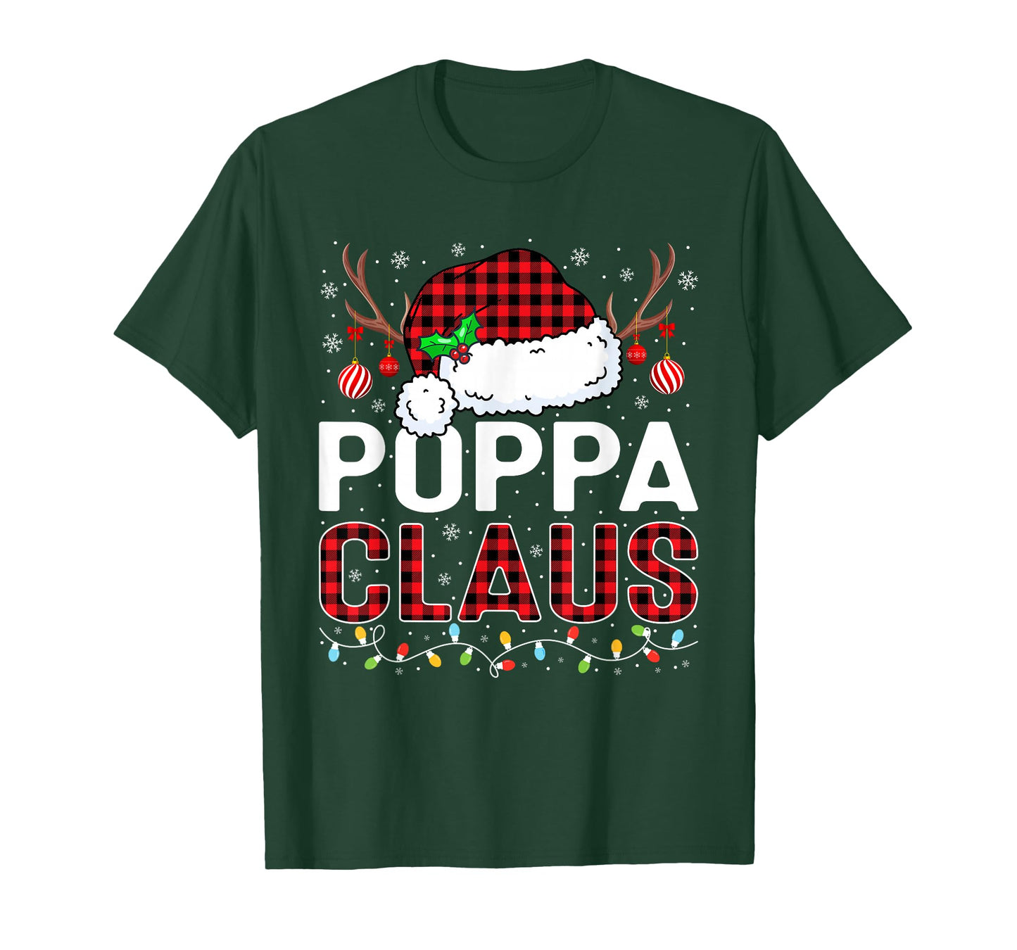 Christmas Lights Poppa Claus Family Matching Xmas Pajama T-Shirt