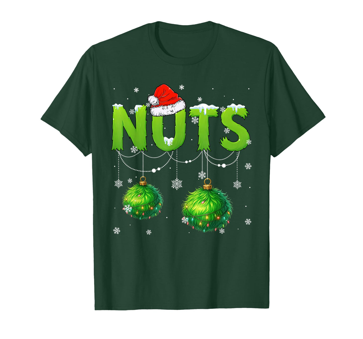 Funny Nuts Santa Hat Christmas Xmas Men Women T-Shirt