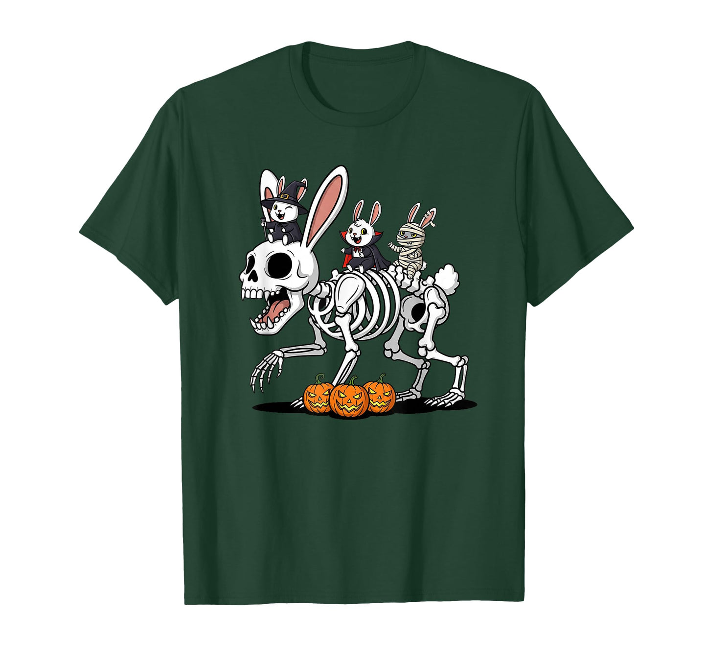 Funny Rabbit Skeleton Mummy Witch Halloween Kids Mens Womens T-Shirt