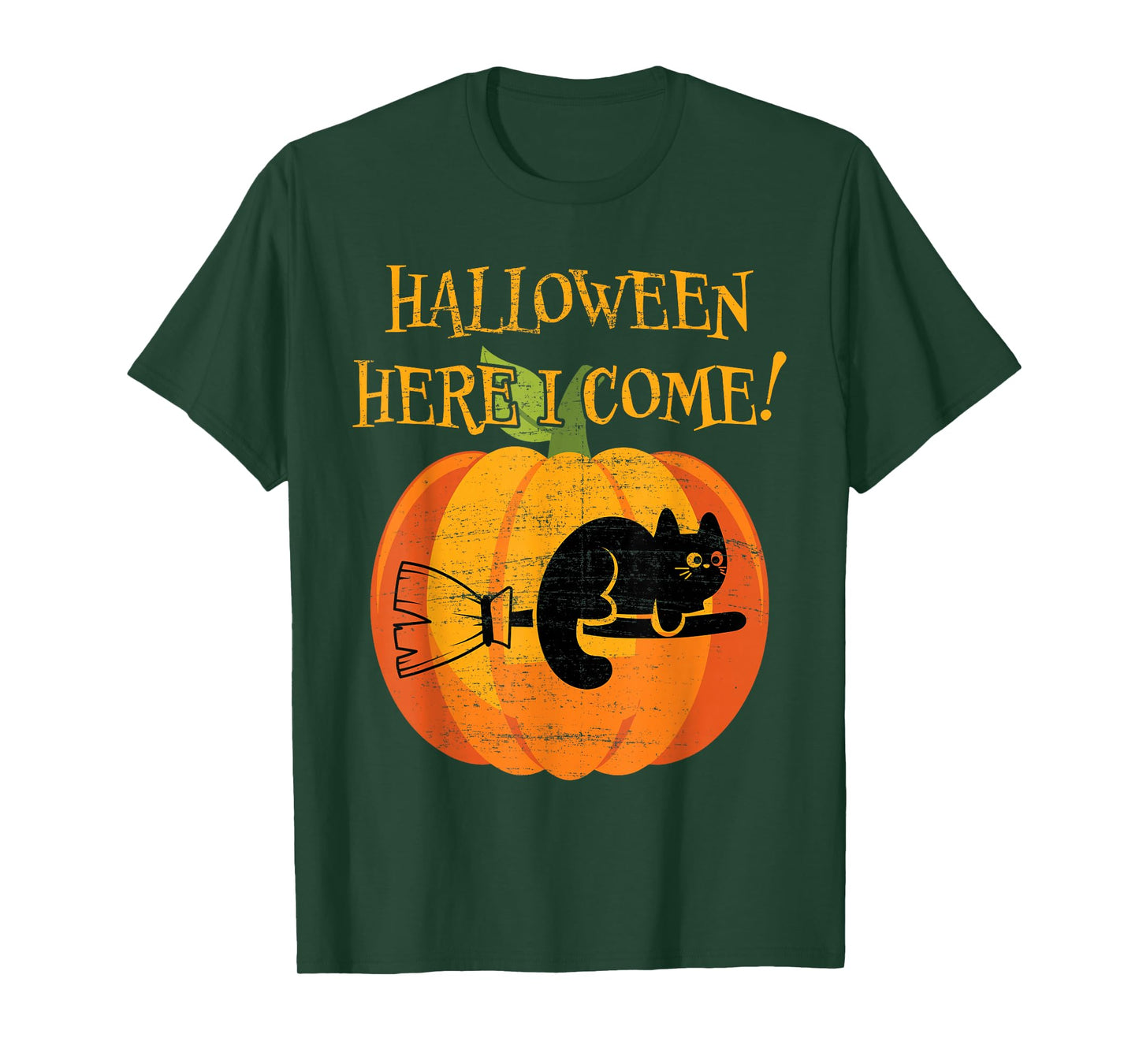 Funny Cat Lady Halloween Pumpkin Witch Black Cat Costume Cat T-Shirt