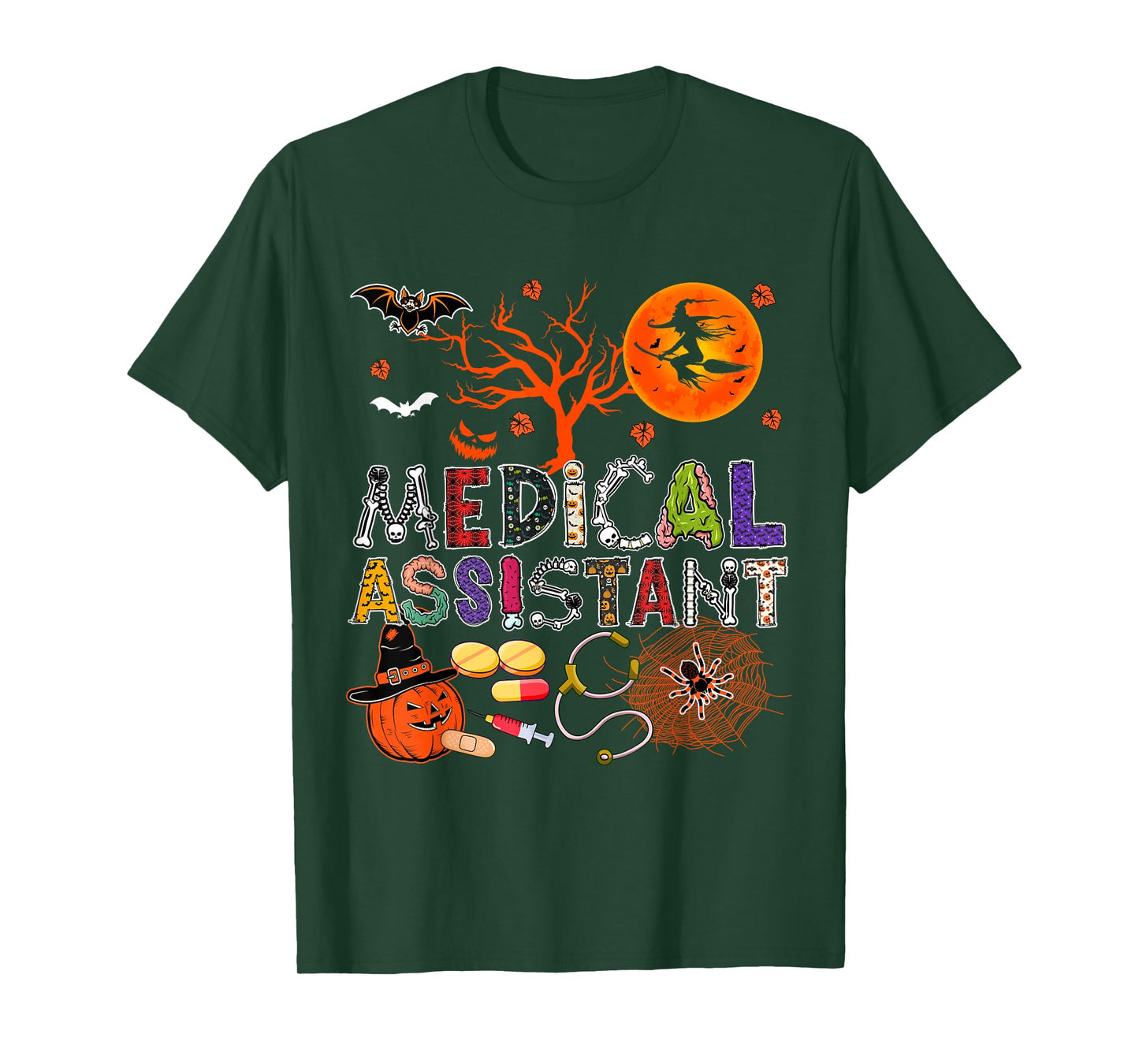 Medical Assistant Halloween Zombie Costume Scary Pumpkin T-Shirt