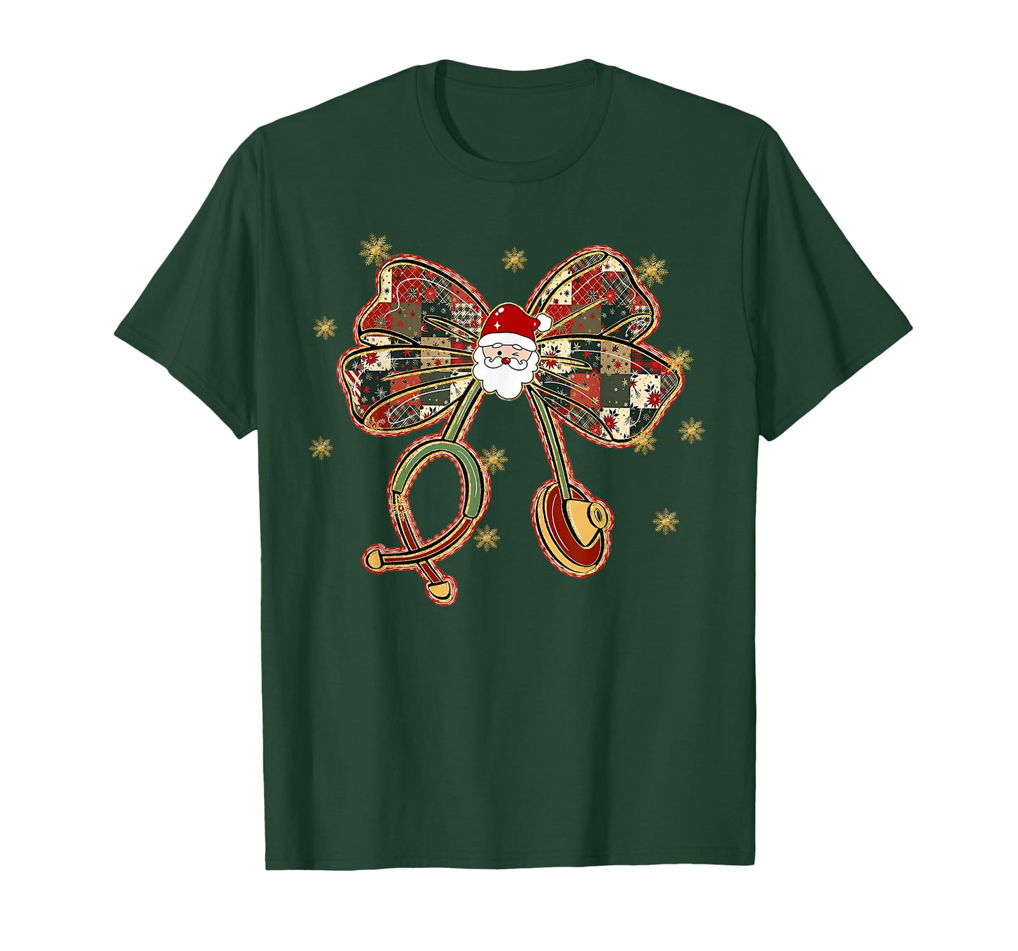 Christmas Nurse Coquette Bow Stethoscope Nursing Xmas Pjs T-Shirt