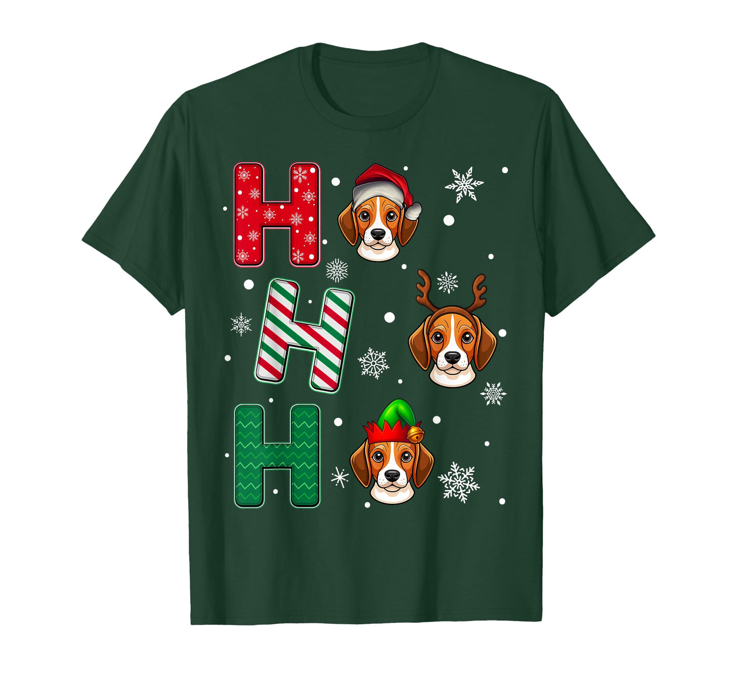 Ho Ho Ho Beagle Dog Lover Matching Christmas Santa Elf Xmas T-Shirt