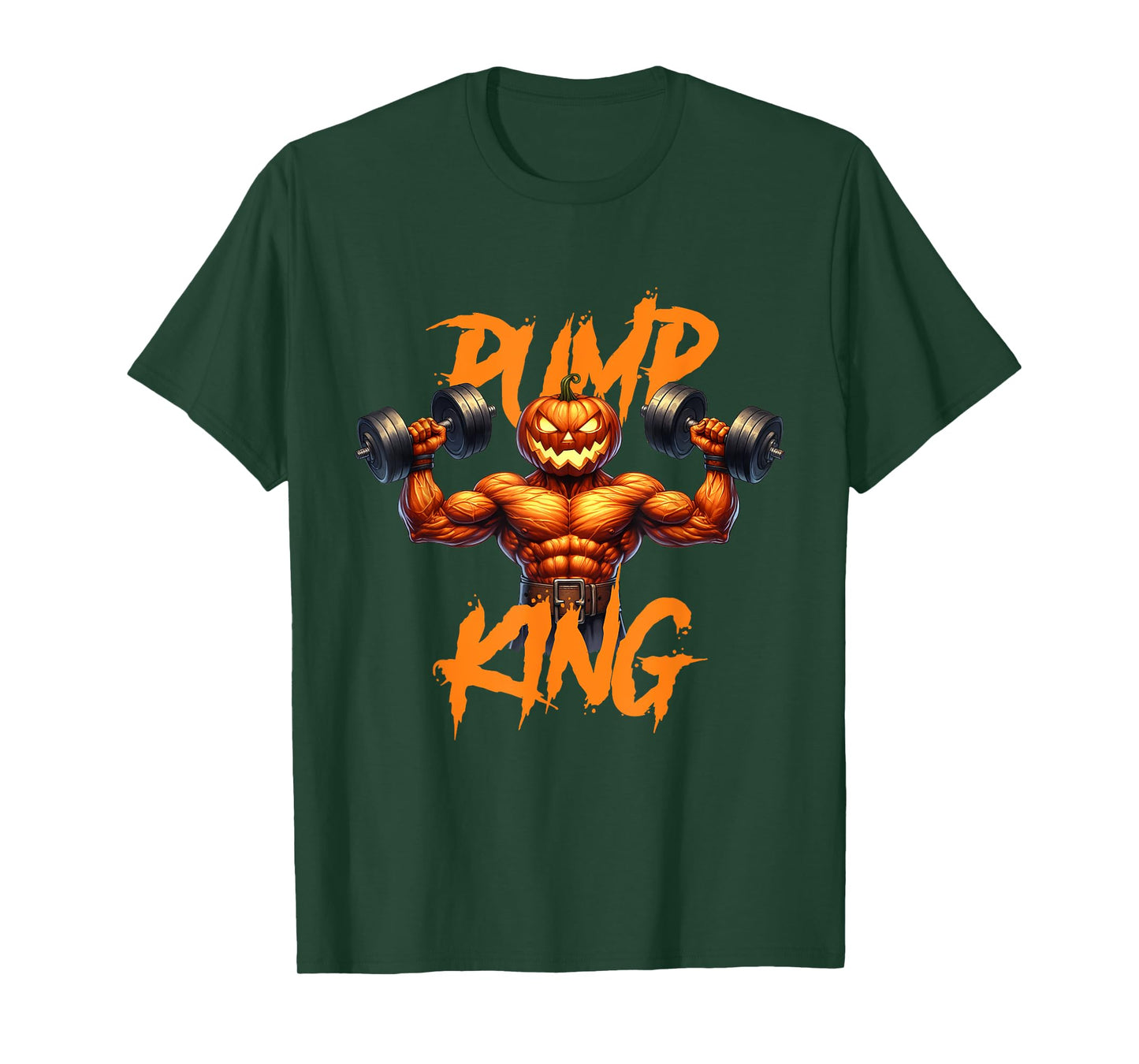 Pump King Gym Workout Lifting Pumpkin Pun Funny Halloween T-Shirt