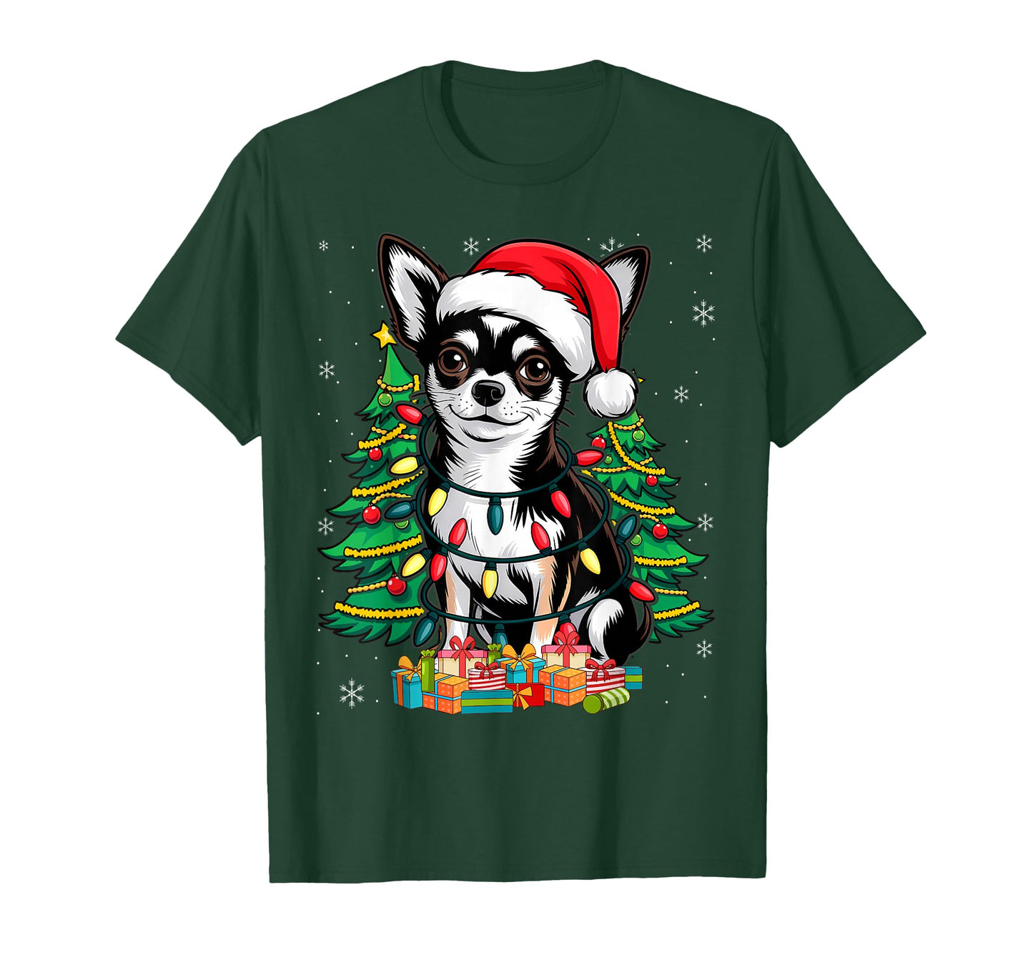 Chihuahua Santa Christmas Tree Lights Xmas Boys Dog Dogmas T-Shirt