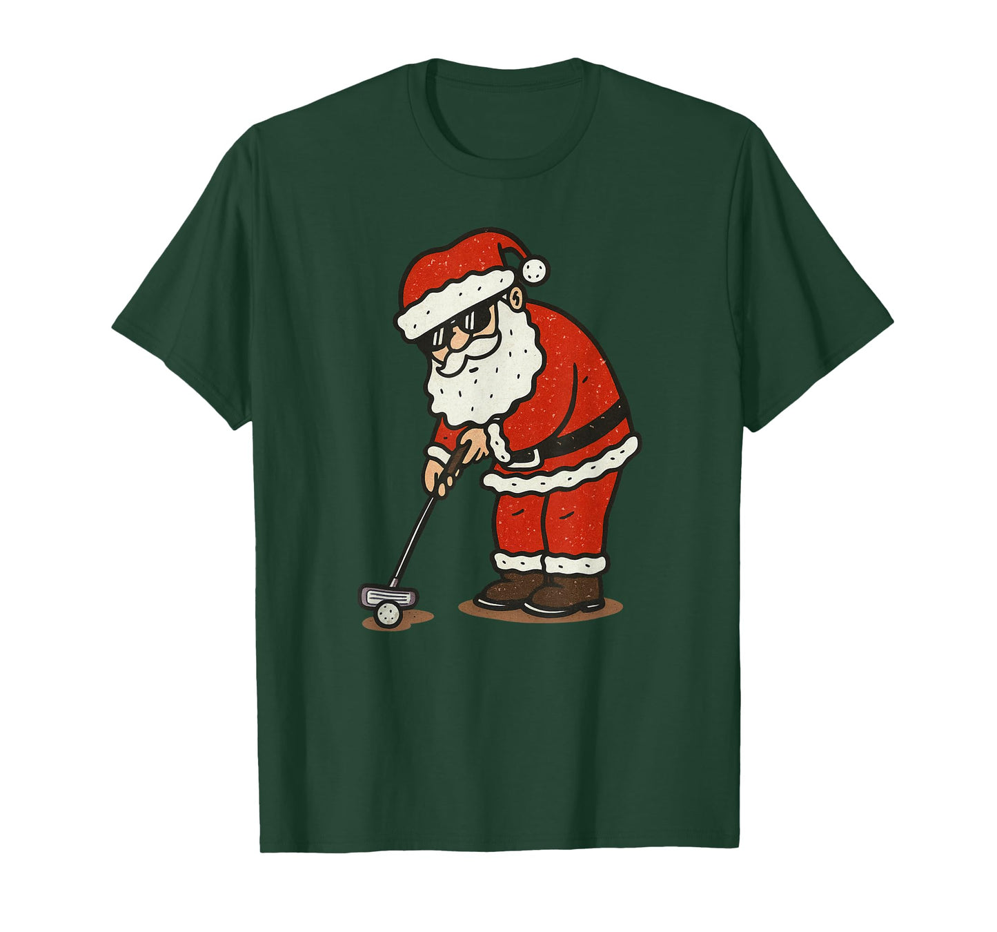 Santa Playing Golf Christmas Vintage Funny Xmas T-Shirt