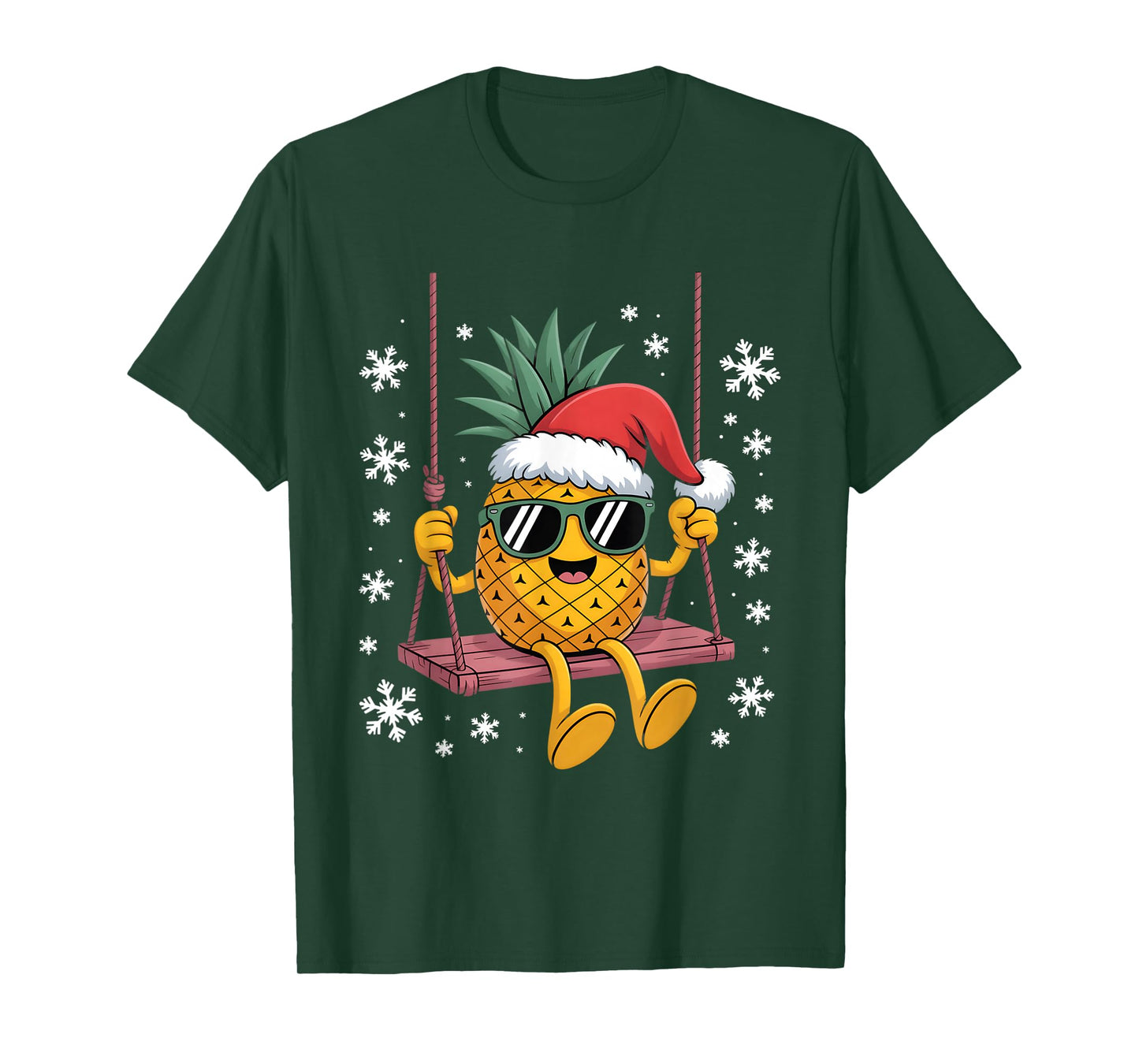 Swinging Pineapple Cartoon Santa Hat Christmas Kids Women T-Shirt