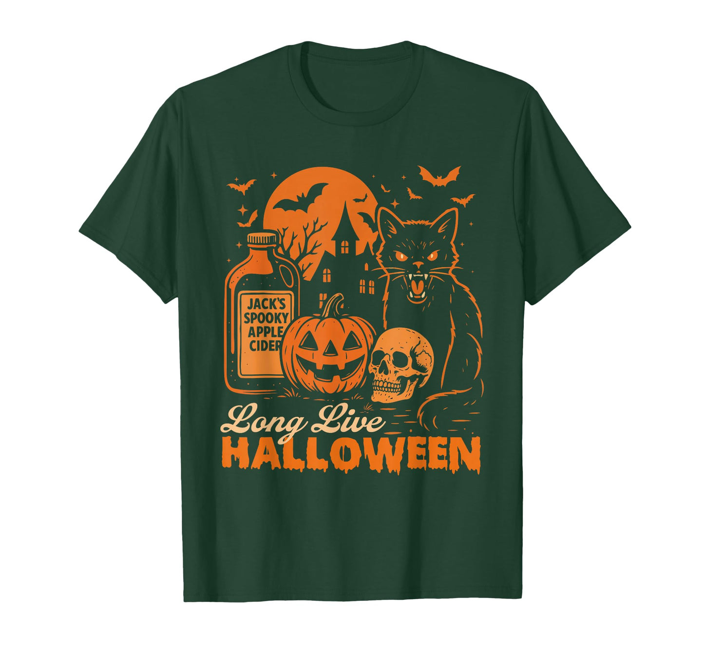 Long Live Halloween - Spooky Black Cat Halloween Costume T-Shirt