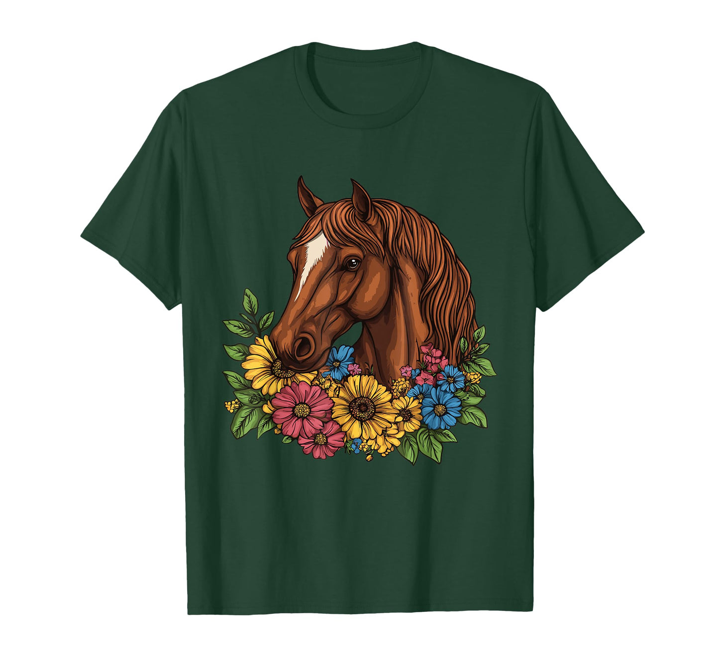 Horse with flowers, Horse and Riding T-Shirt