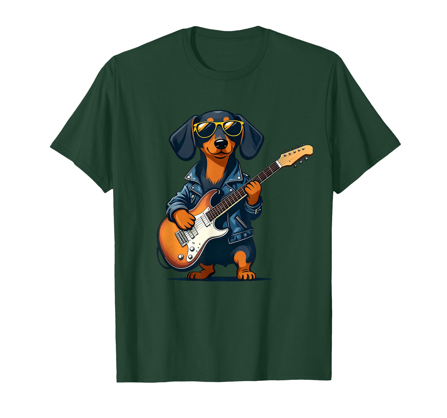 Vintage Dachshund Weenie Playing Guitar Rock Star Dog Lover T-Shirt