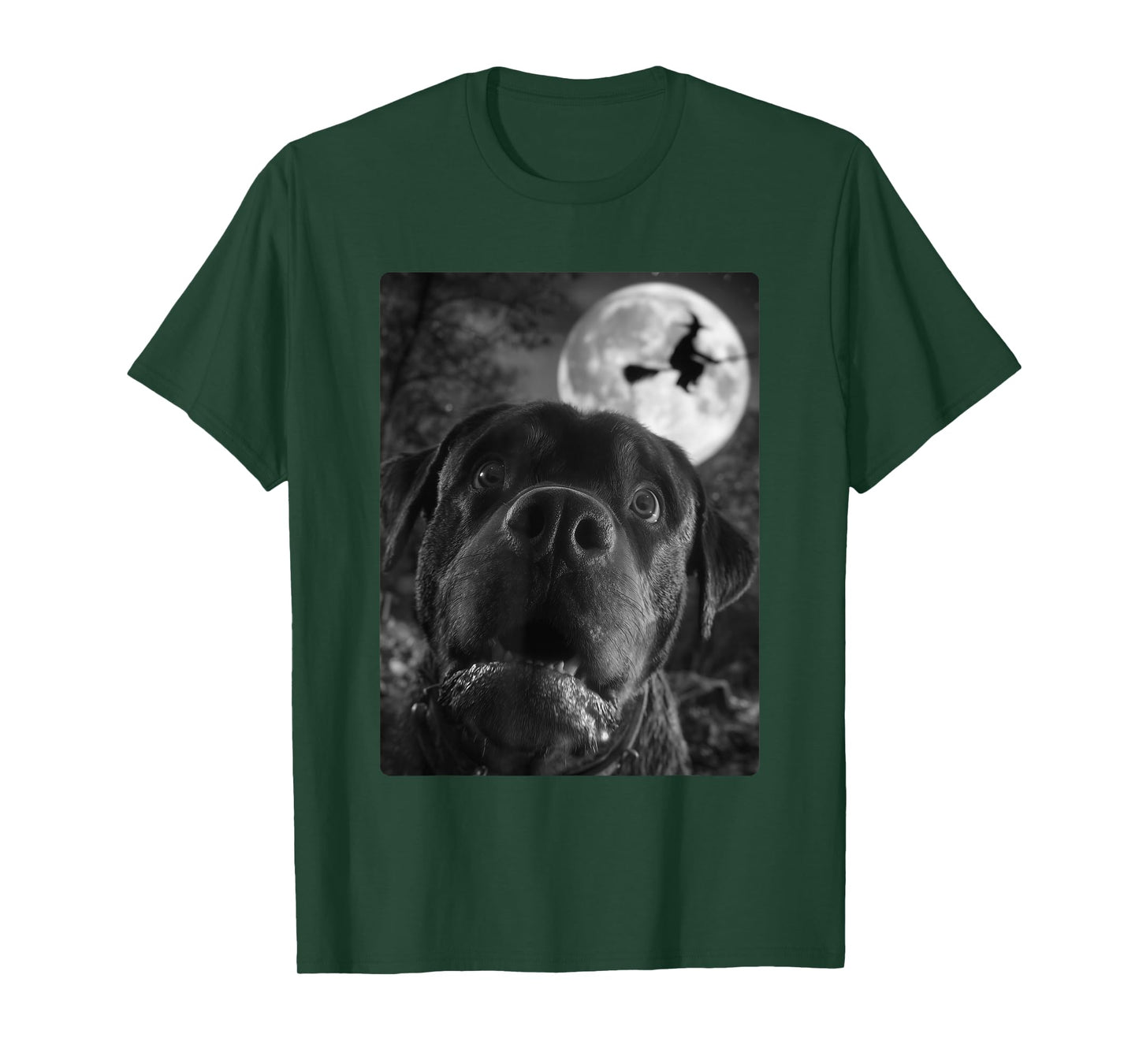 Funny Rottweiler Selfie Full Moon Flying Witch Halloween Dog T-Shirt