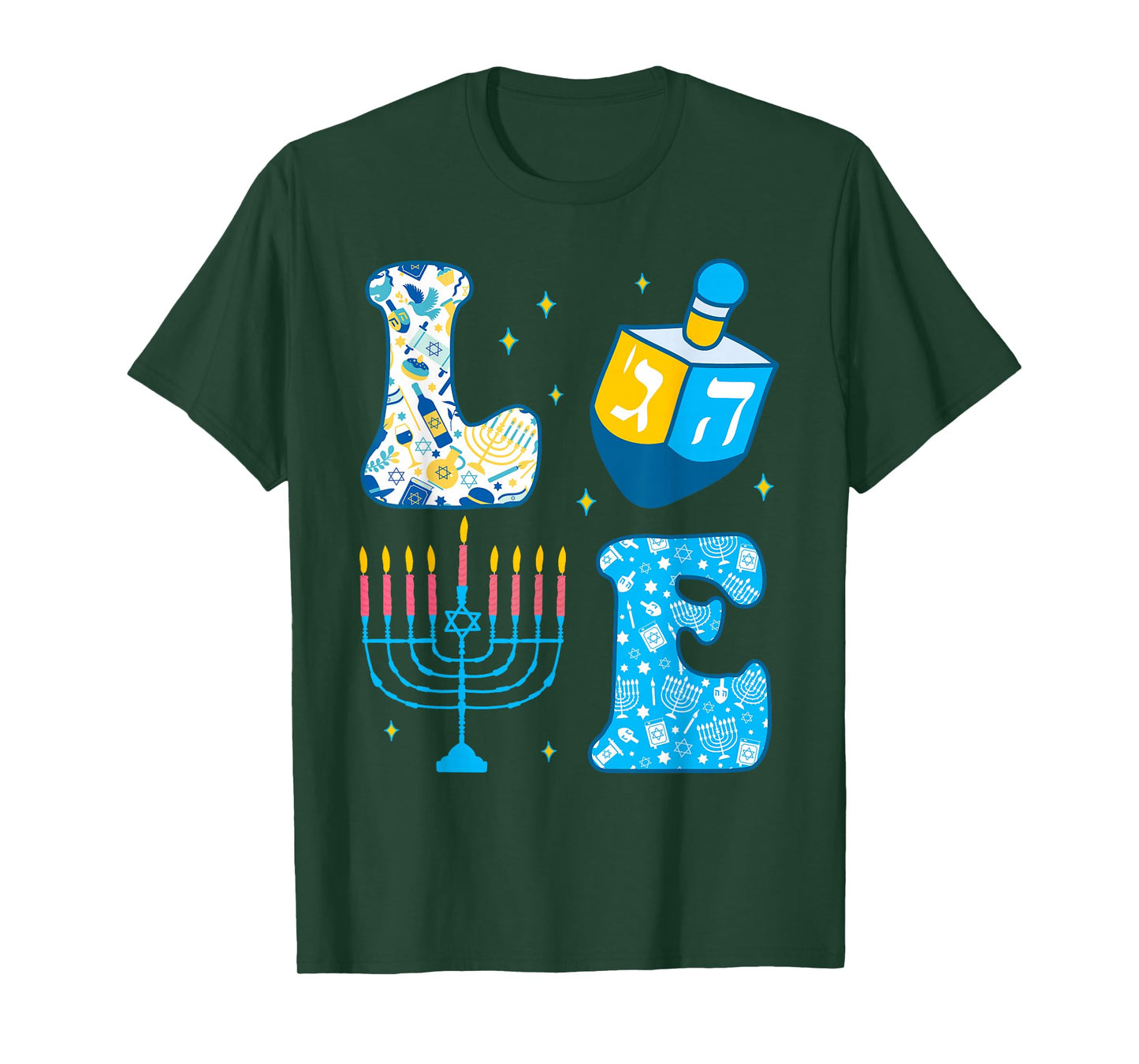 Love Cute Hanukkah Dreidel Menorah Chanukah Jewish Holiday T-Shirt