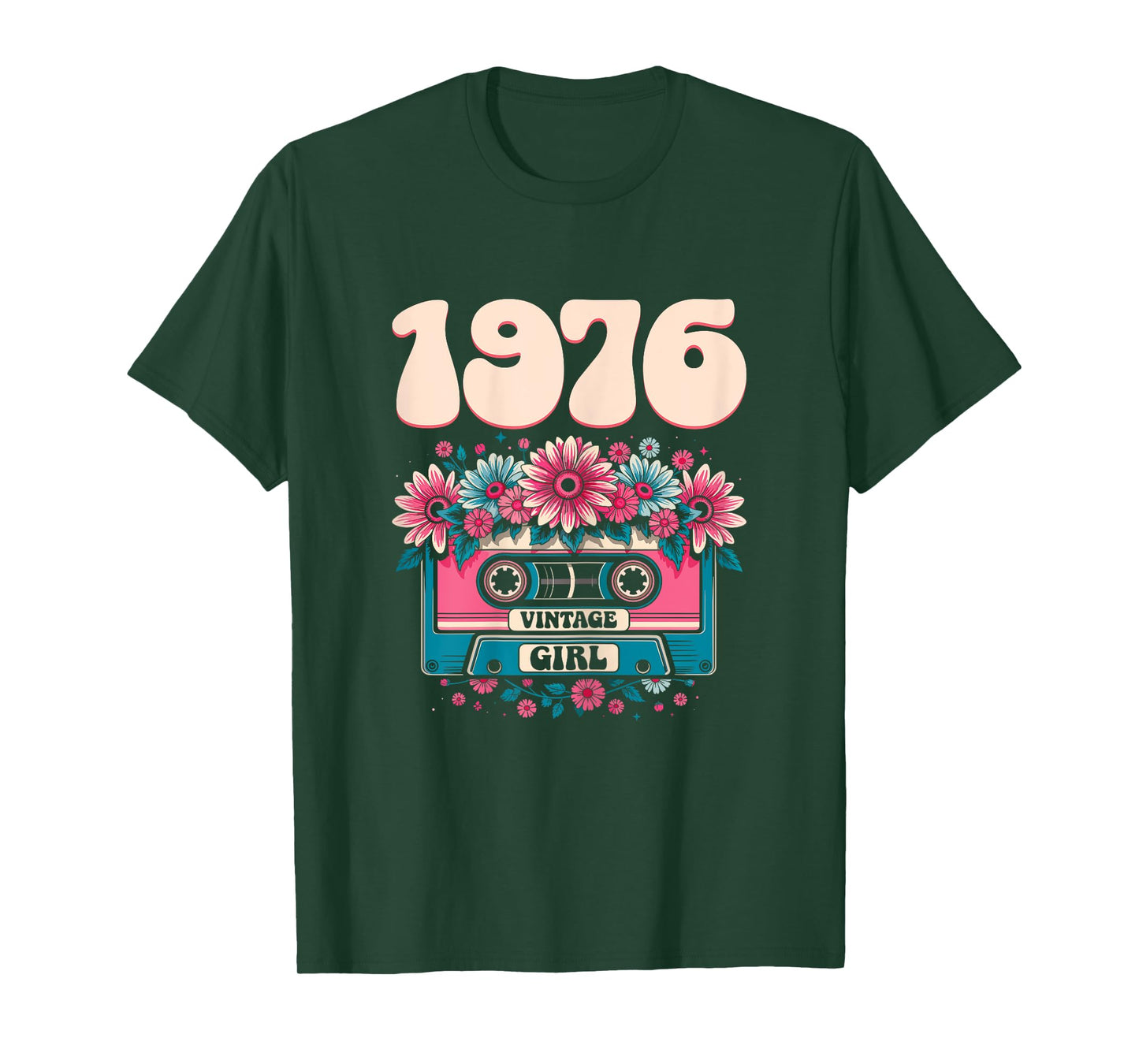 1976 Vintage Birthday Retro Flowers Woman 50th Birthday 1976 T-Shirt