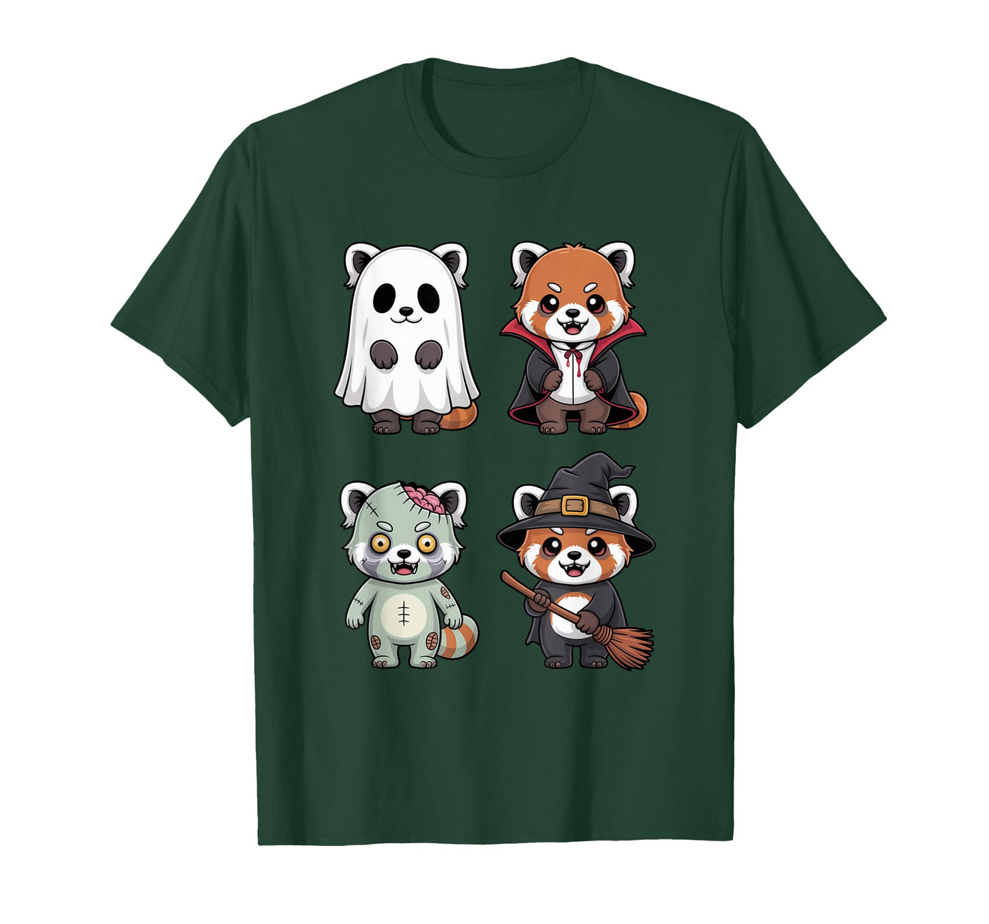Kawaii Red Panda Halloween Costume Cute Ghost, Vampire T-Shirt
