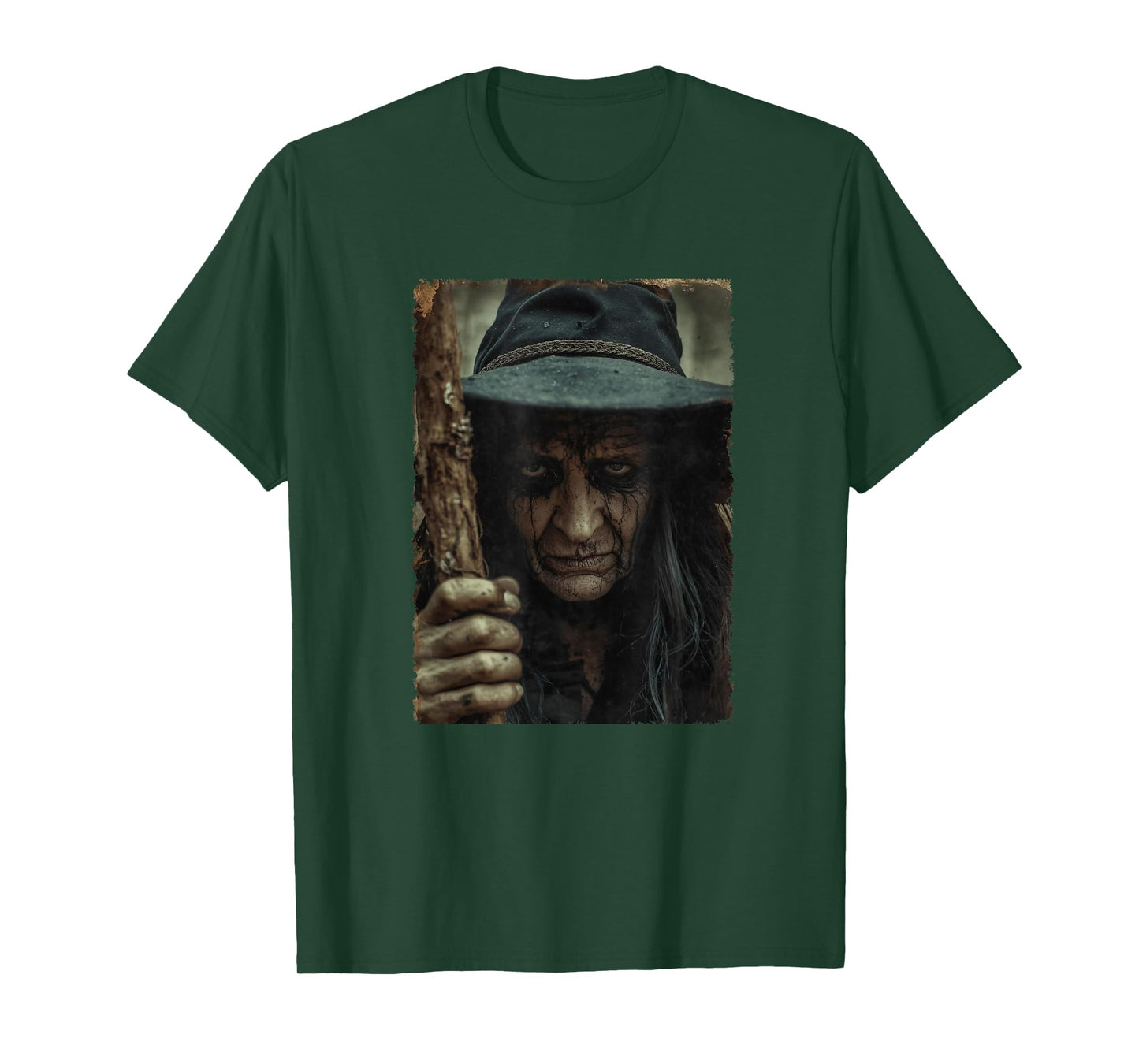 Scary Appalachian Witch Portrait Halloween Men Women T-Shirt