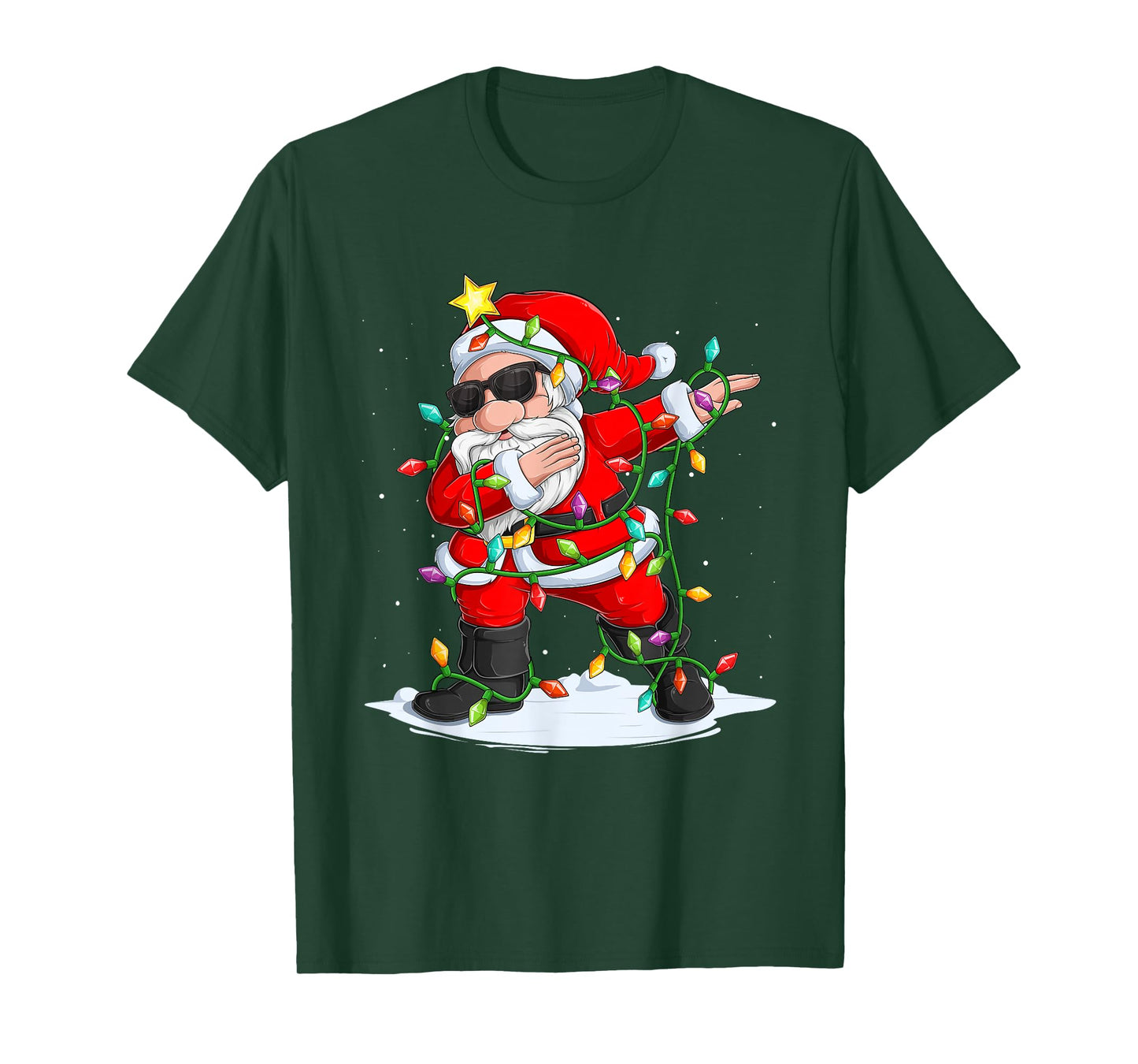 Funny Dabbing Santa Xmas Lights Xmas Boys Kids Men Christmas T-Shirt