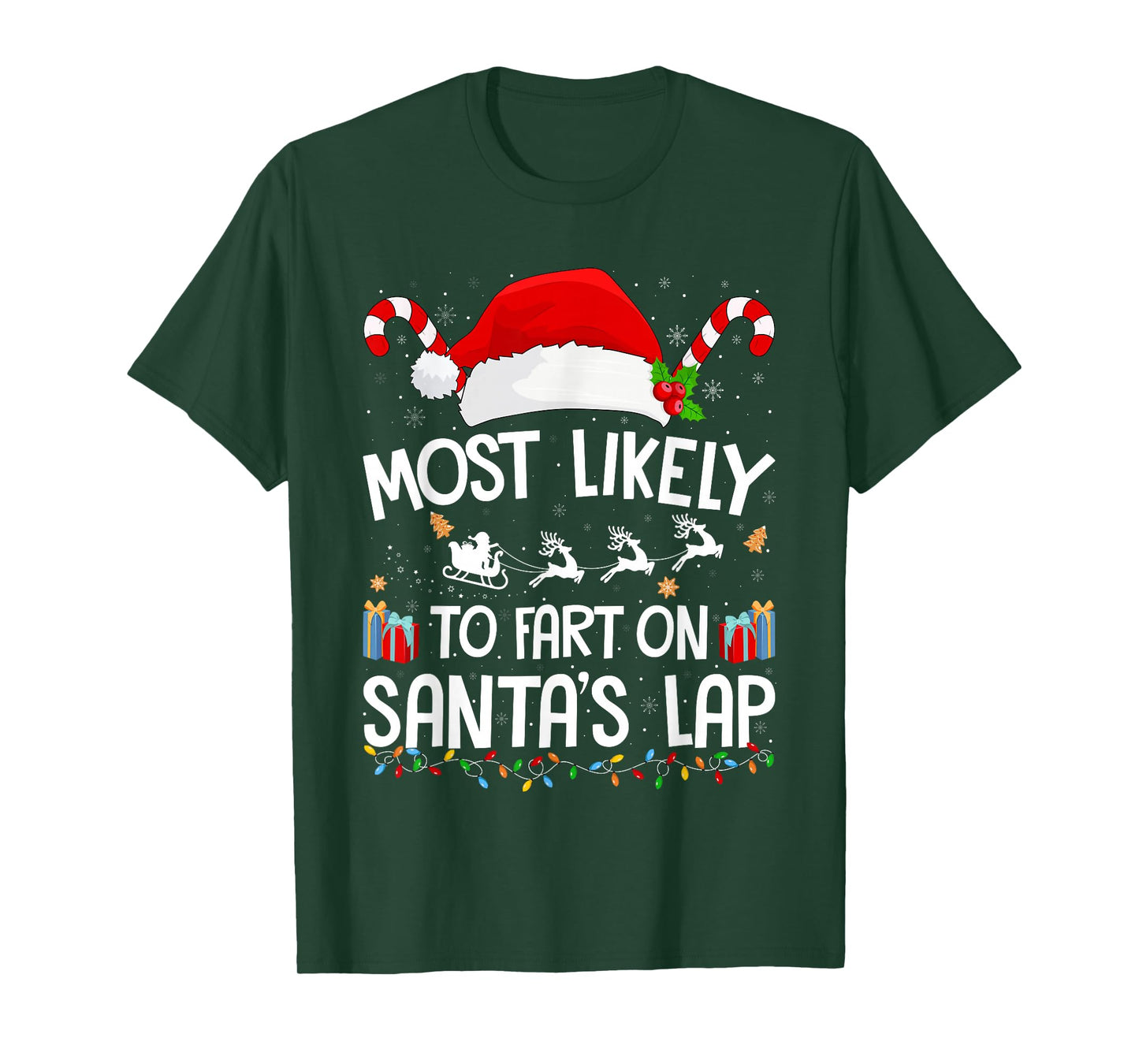 Most Likely to Fart On Santa's Lap Family Christmas Pajamas T-Shirt