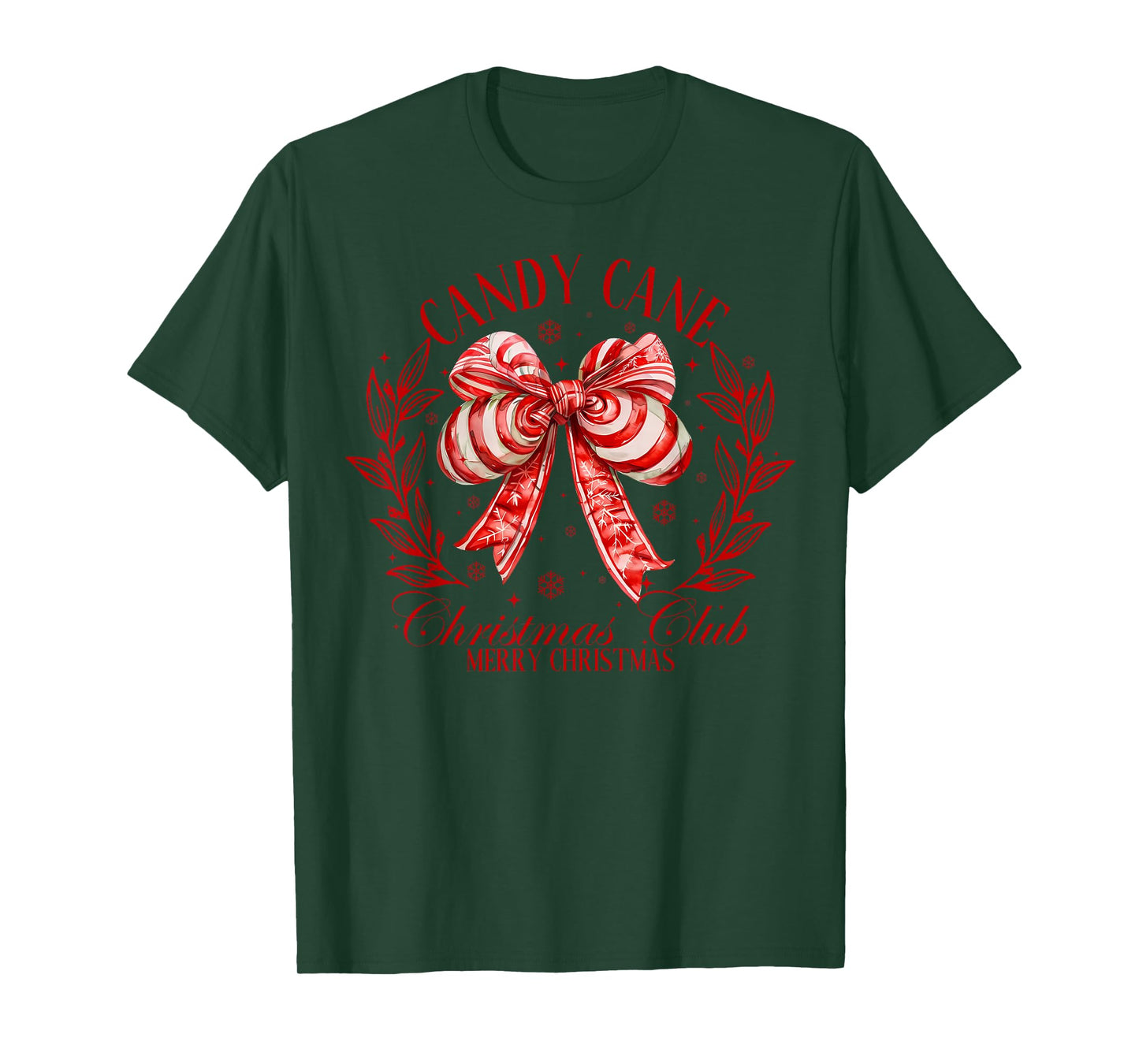 Cute Candy Cane Christmas Coquette Bow Candy Lovers Xmas T-Shirt