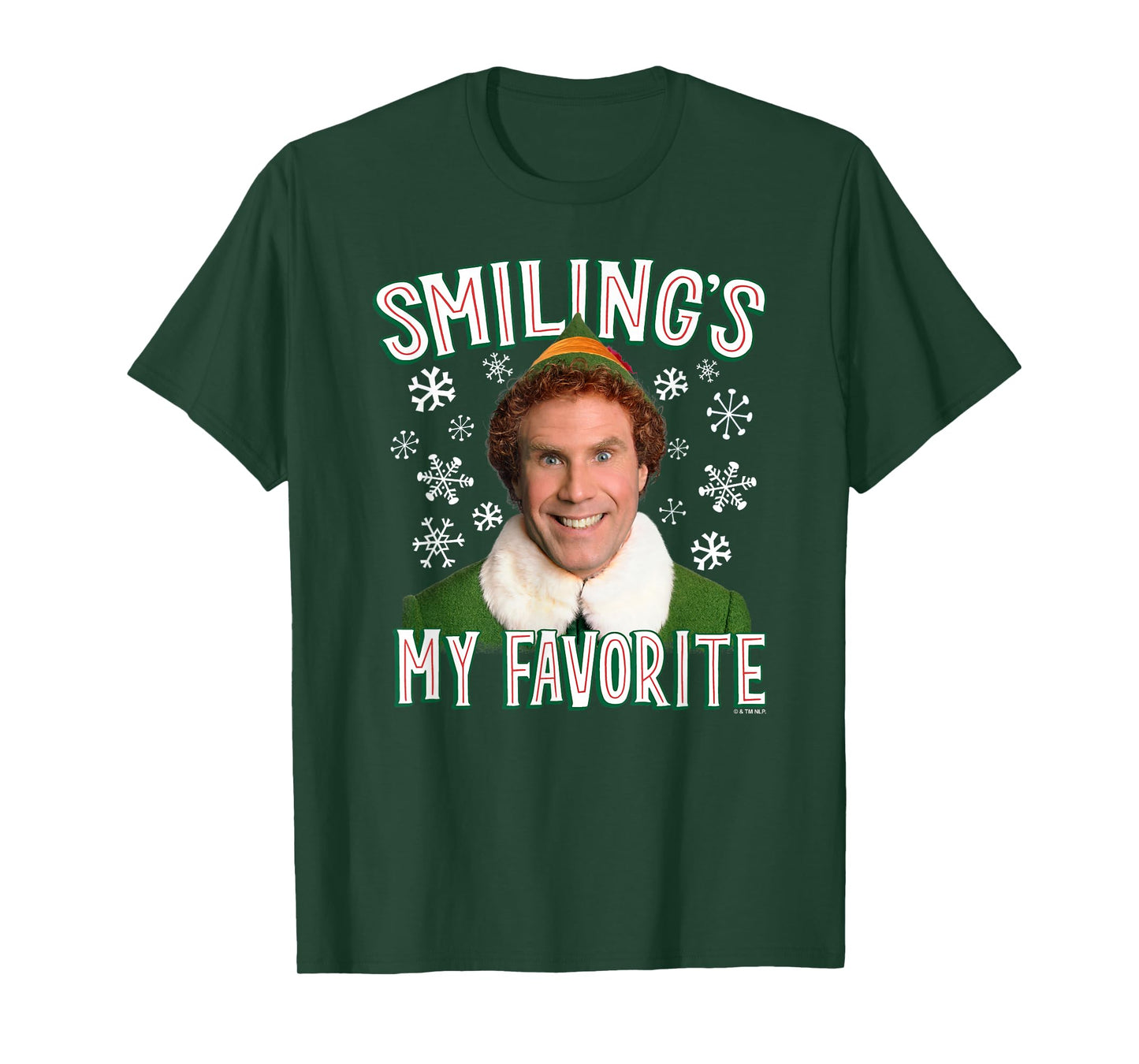 Elf Merry Christmas Smiling's My Favorite Holiday Portrait T-Shirt