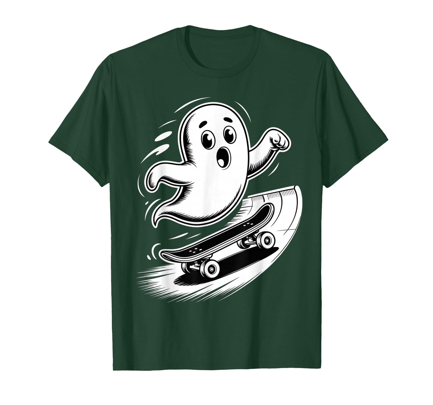 Funny Ghost On Skateboard Retro Halloween Costume Kids Boys T-Shirt