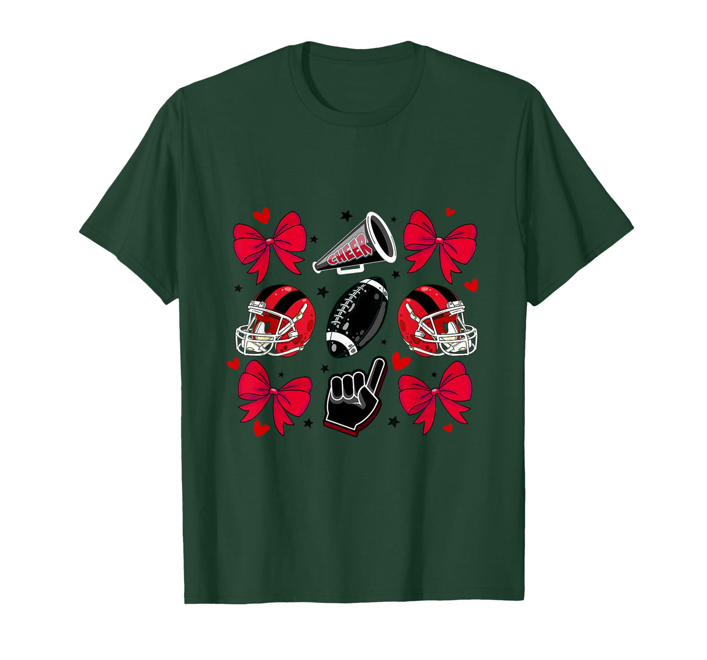 Football Cheer Mom Sister Coquette Bow Game Day Red Black T-Shirt