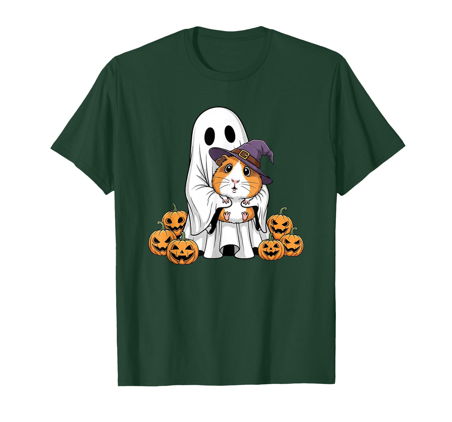 Funny Ghost Guinea Pig Pumpkin Halloween Kids Mens Womens T-Shirt