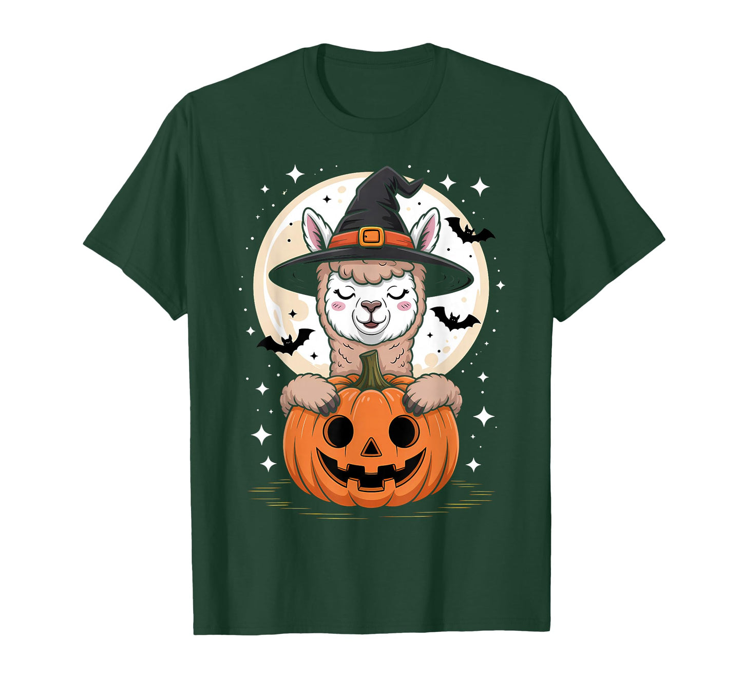Halloween Alpaca Witch Hat Pumpkin Spooky T-Shirt