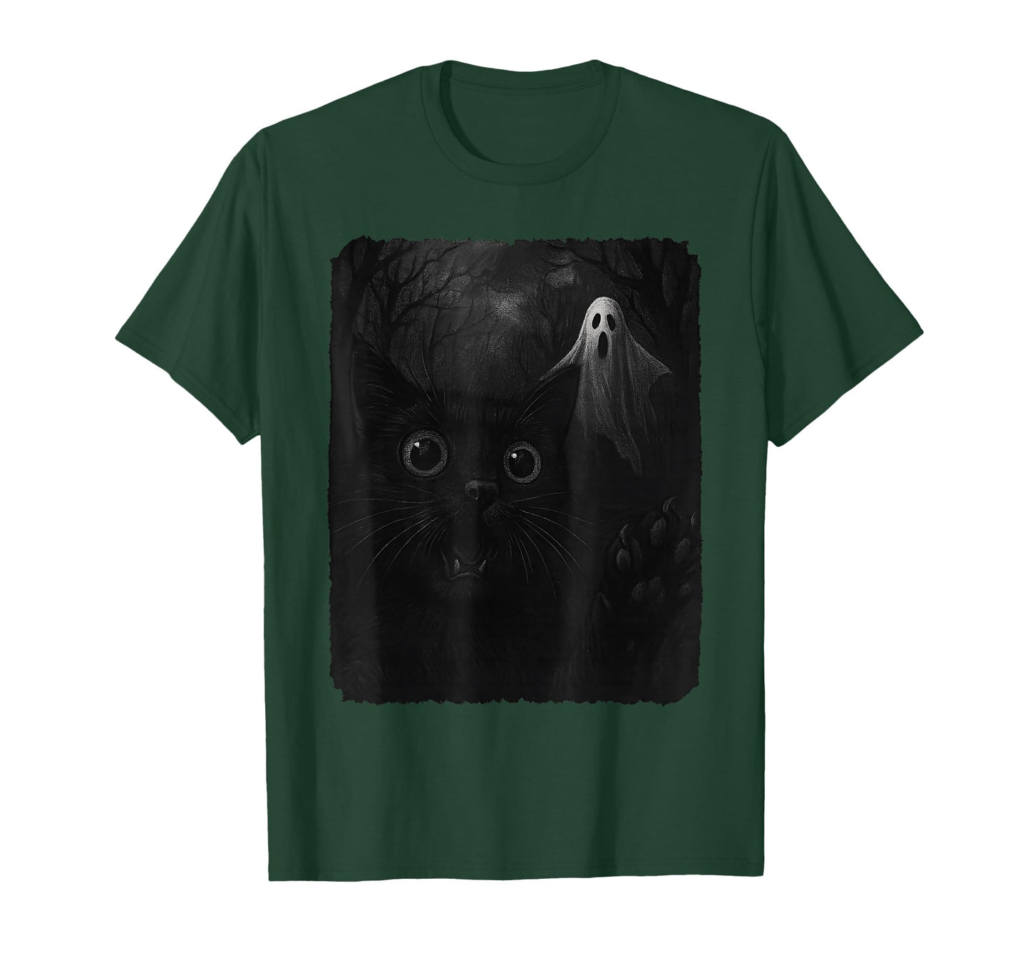 Funny Halloween Cat Selfie with Spooky Ghost Magic T-Shirt