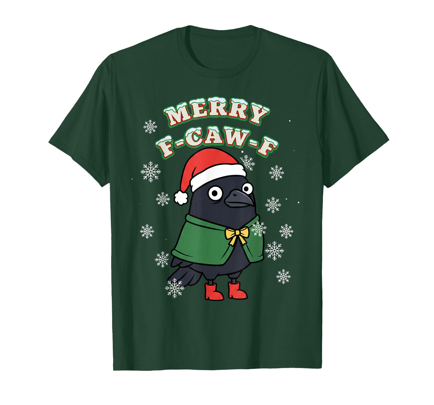 Merry F-CAW-F Black Crow FCAWF Christmas Holiday Funny Xmas T-Shirt
