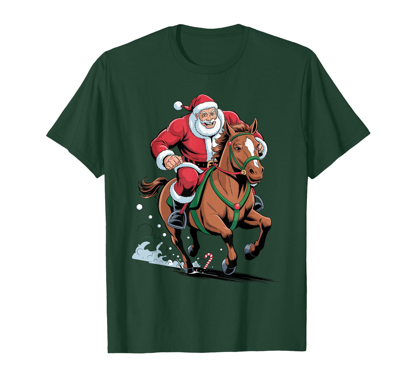 Santa Riding Horse Funny Equestrian Christmas Xmas Pajama T-Shirt