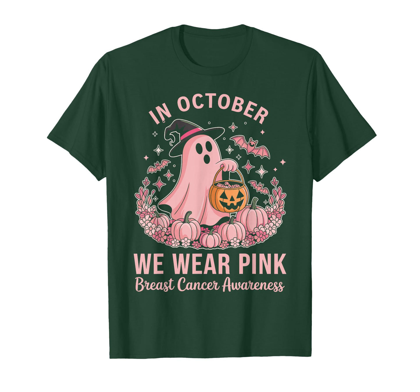 in October We Wear Pink Breast Cancer Awareness Cute T-Shirt