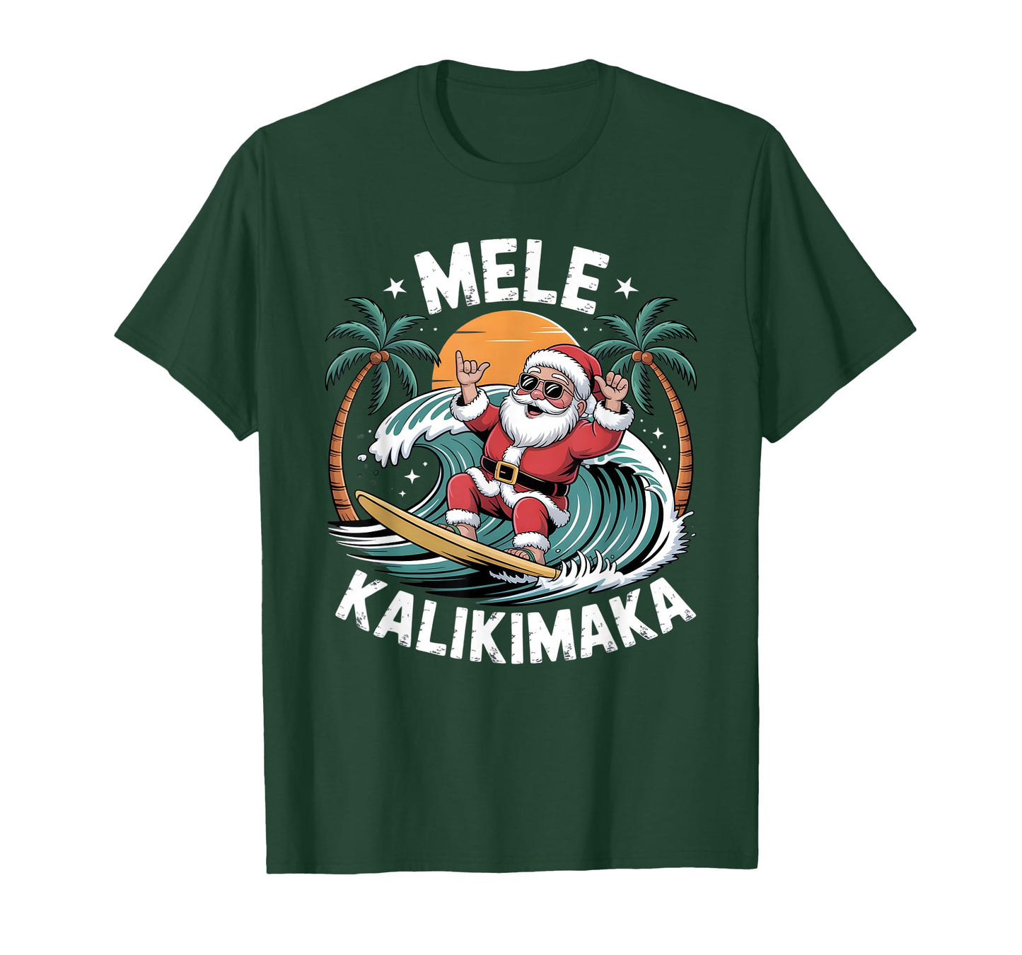 Hawaiian Christmas Shirt Mele Kalikimaka Surf Santa Tee T-Shirt