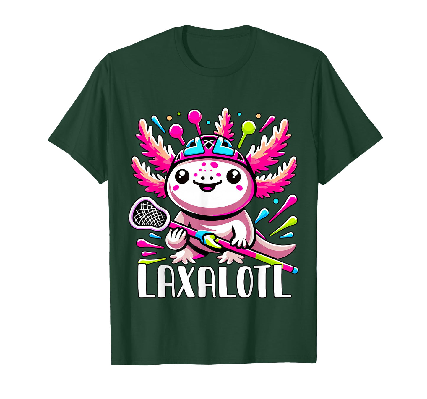 Laxalotl Axolotl Lacrosse Player T-Shirt