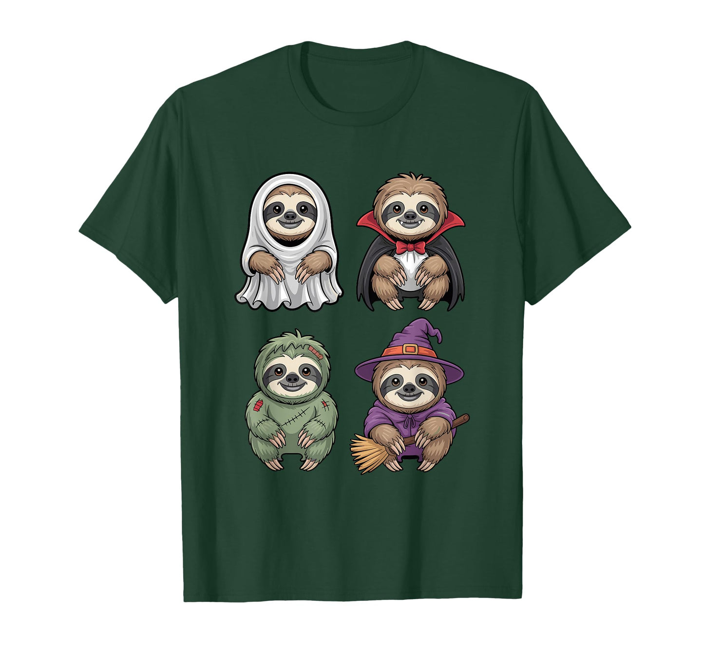 Sloth Ghost Witch Zombie Halloween Costume Girls Boys T-Shirt