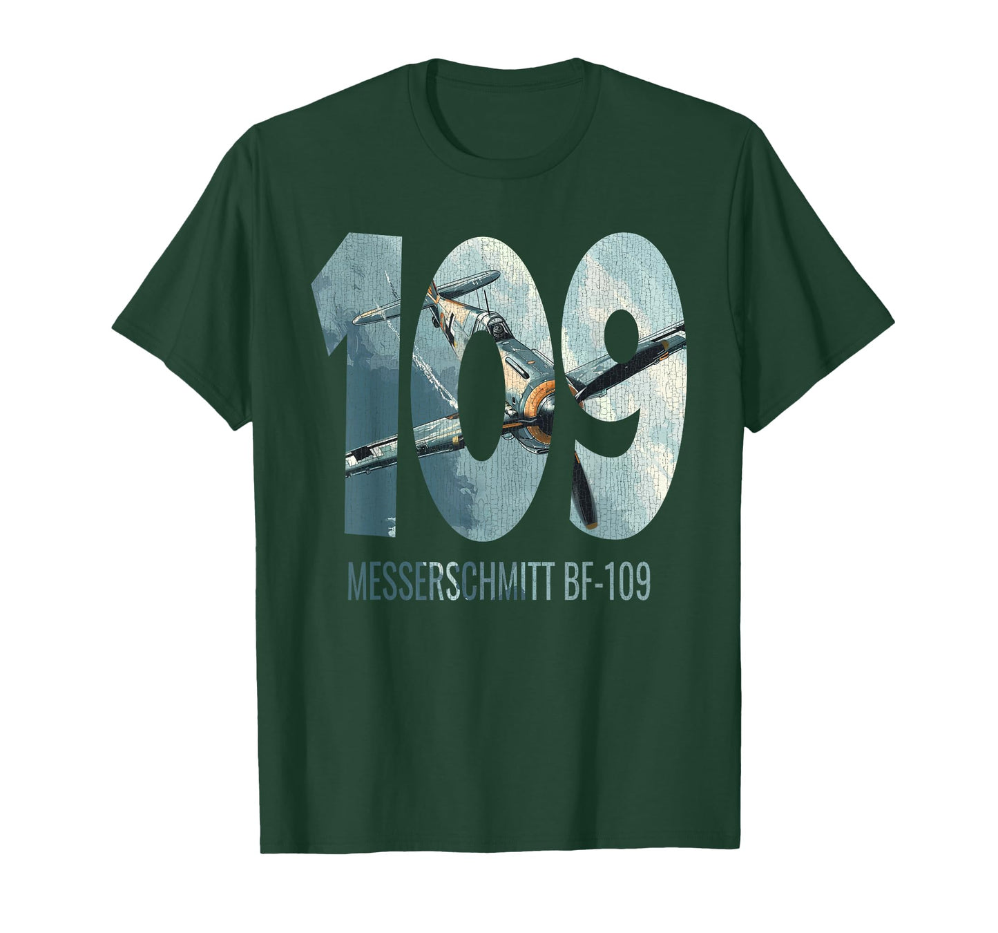 Military F&L Design Co. Messerschmitt BF-109 WW2 German Warbird Aviation Hobbyist T-Shirt, Small, Black