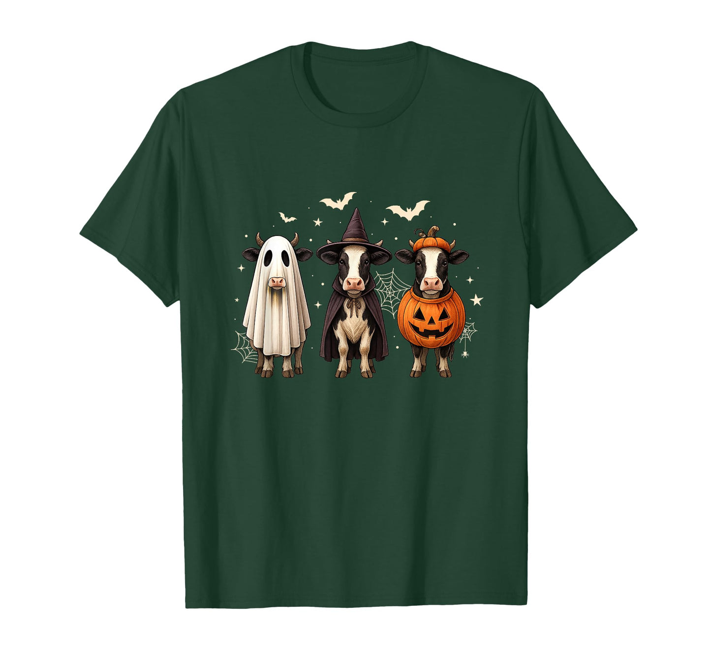 Funny Cow Ghost Witch Pumpkin Halloween Costume Spooky T-Shirt