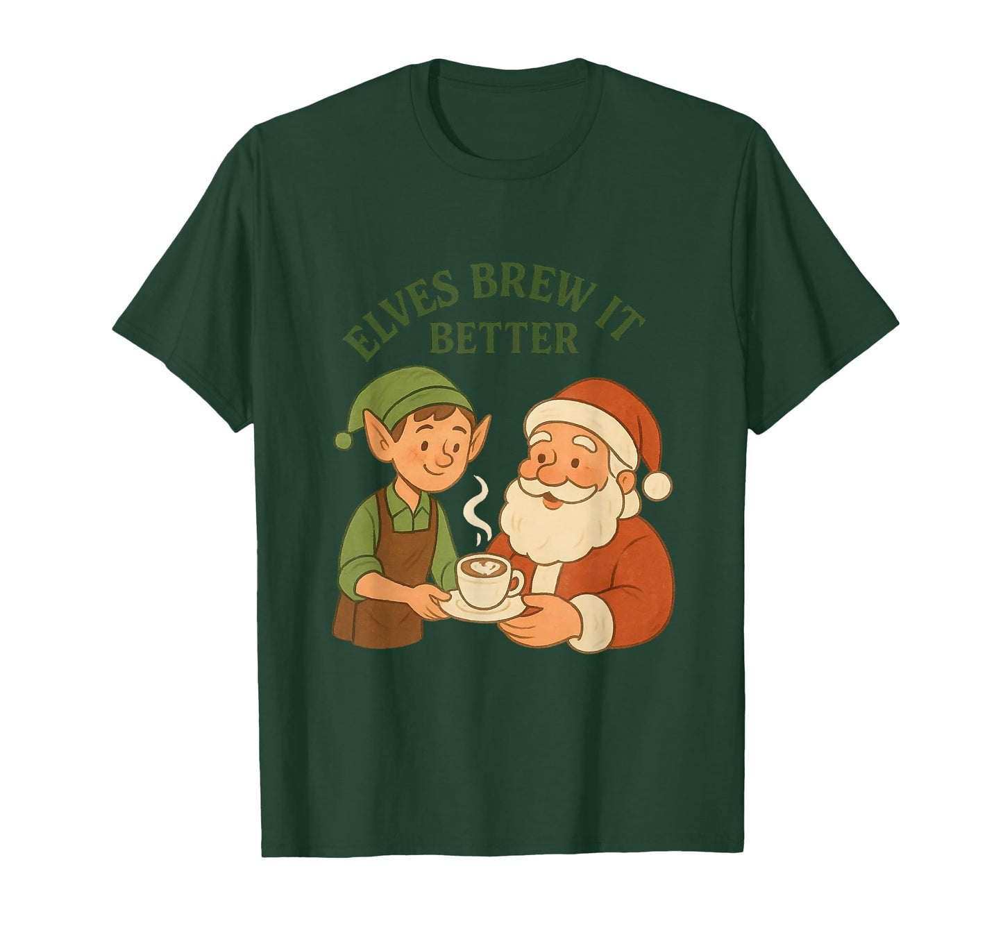 Funny Elves Brew It Better Santa’s Coffee Caffeine Lovers T-Shirt